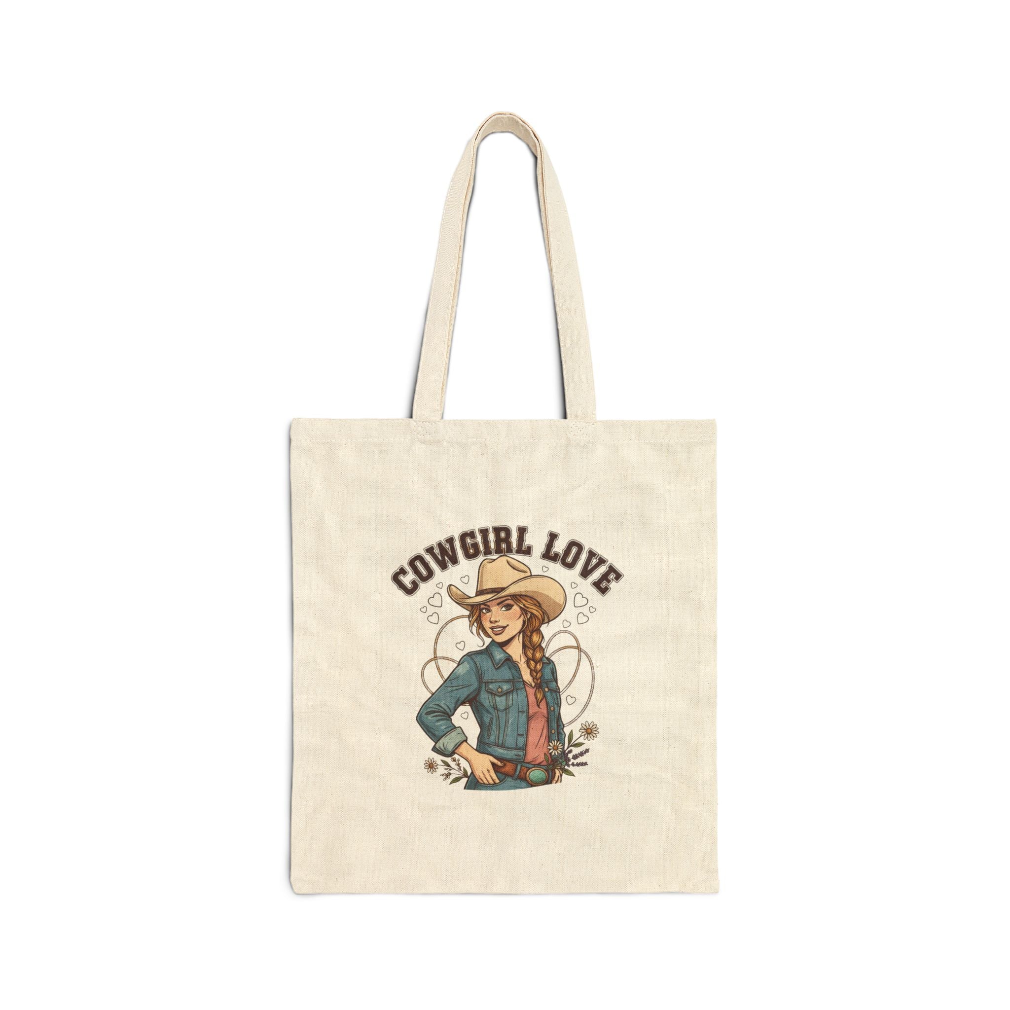 Cowgirl Love Tote | Western Valentine canvas tote, boot heart bandana