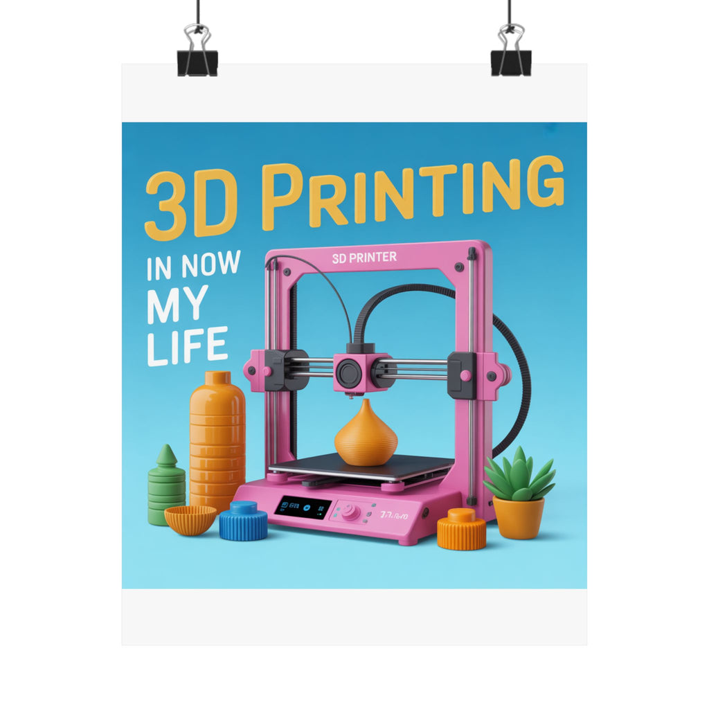 3D Printing Poster Matte Vertical Poster | 3D Printer Illustration, Tech Decor