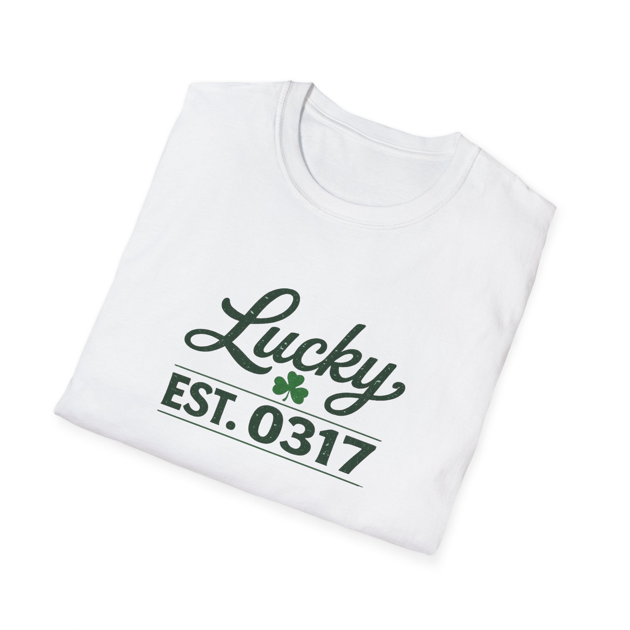 Lucky EST. 0317 T-Shirt - St. Patrick’s Day Shamrock Graphic Tee - Retro Lucky Irish Shirt