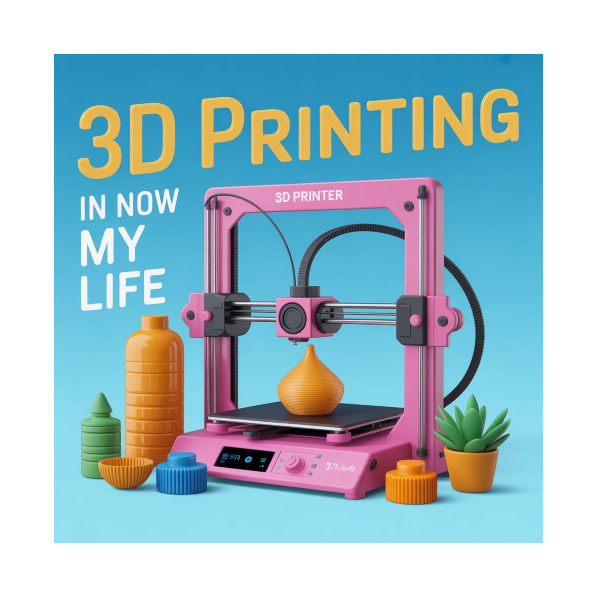 3D Printing Poster Matte Vertical Poster | 3D Printer Illustration, Tech Decor