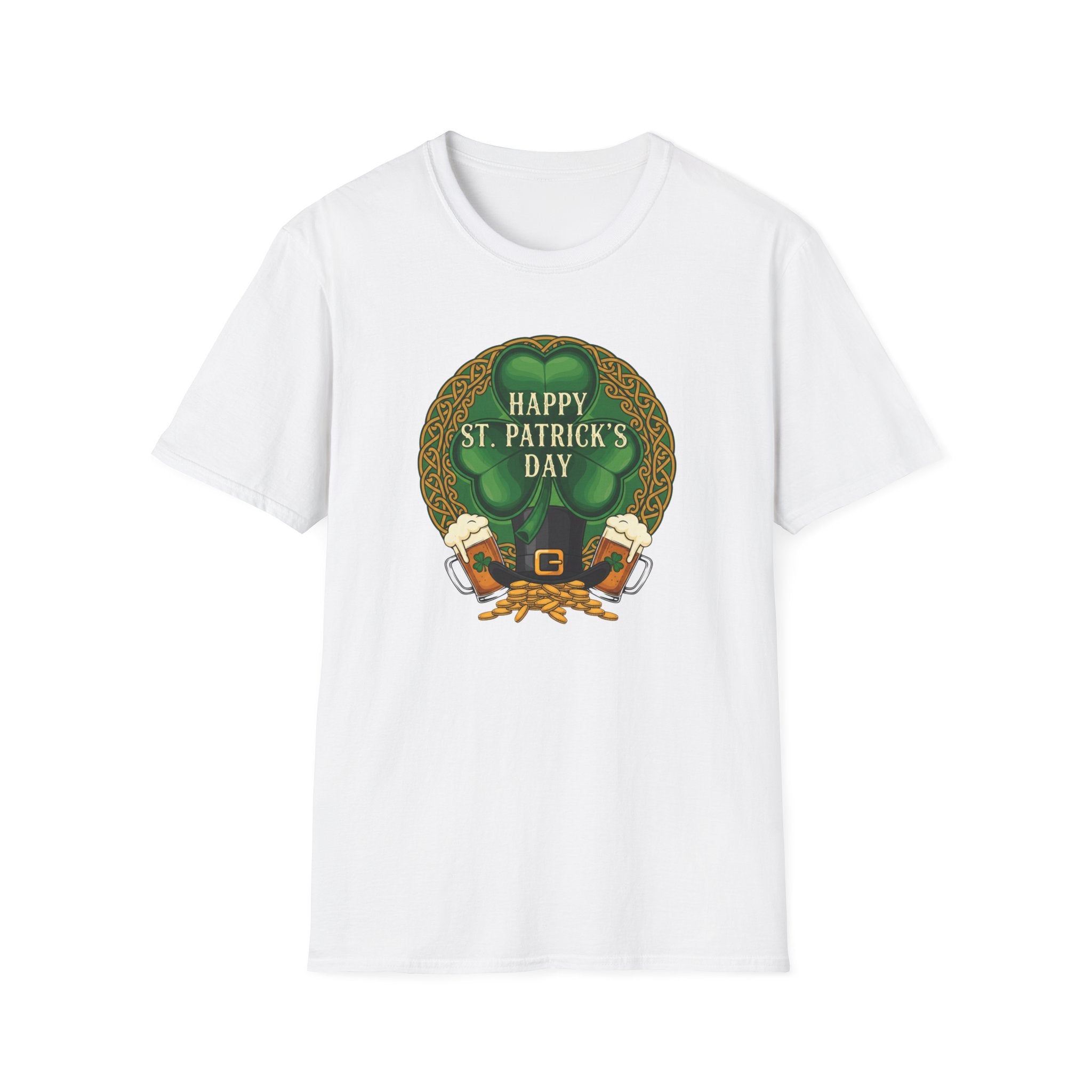 St. Patrick's Day T-Shirt — "Happy St. Patrick's Day" Leprechaun Beer Graphic