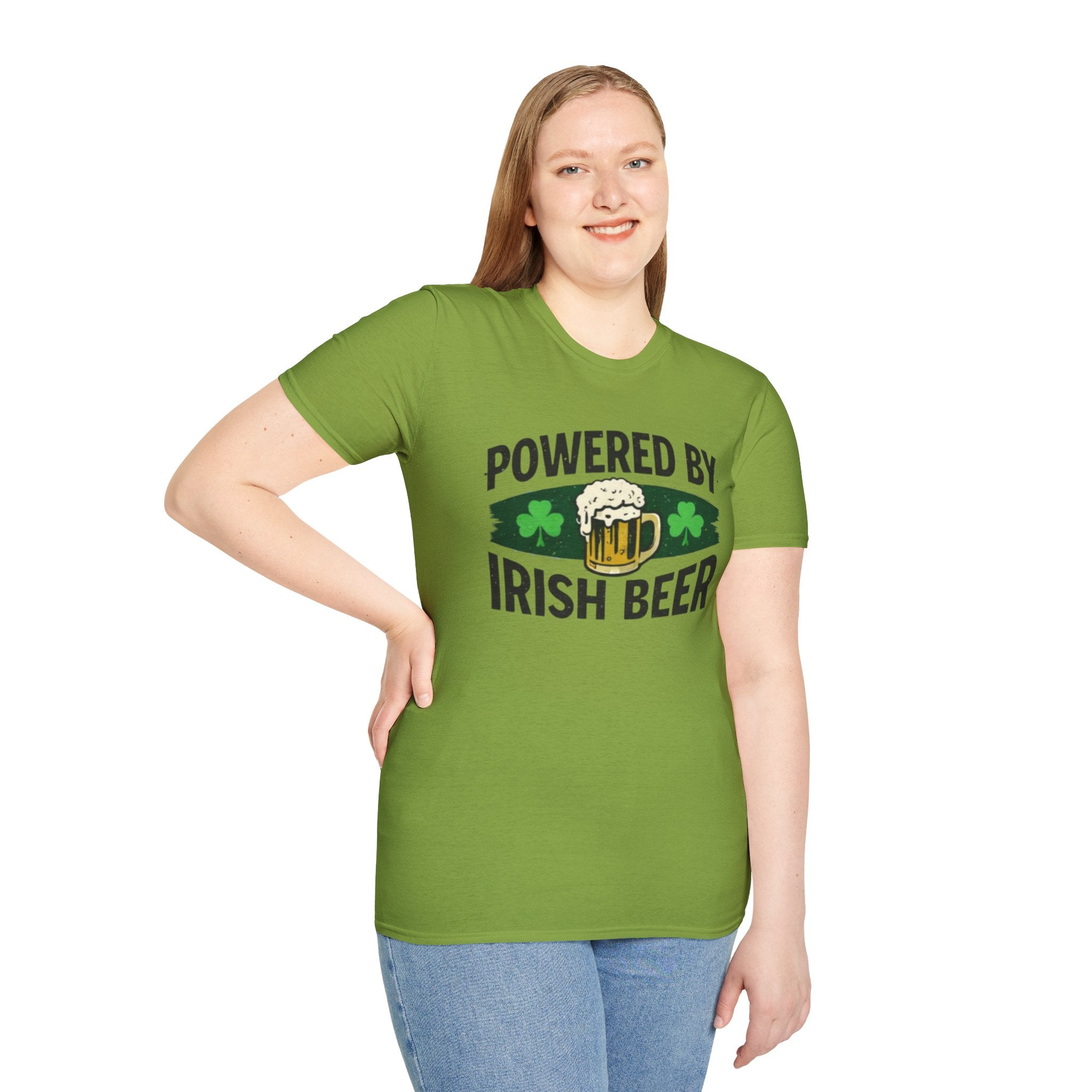 Powered By Irish Beer T-Shirt | Funny St. Patrick’s Day Beer Tee | Irish Pride Graphic Shirt