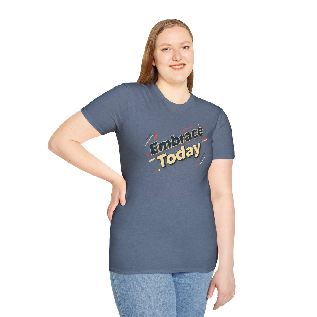 Embrace Today Tee | shadow typography shirt, 3D simple text