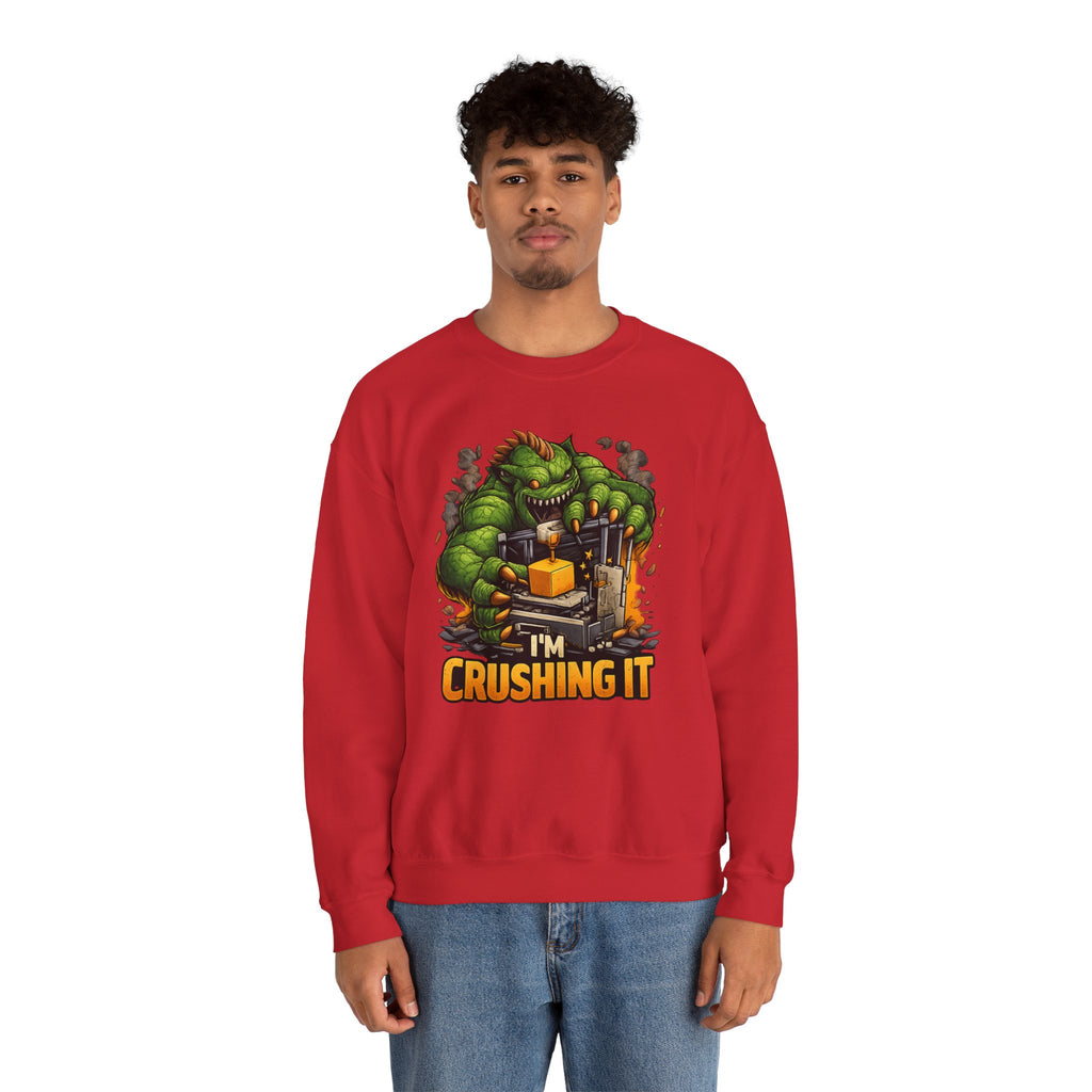 3D Printer Monster Crushing It sweatshirt | I'm Crushing It 3D Printing Crewneck