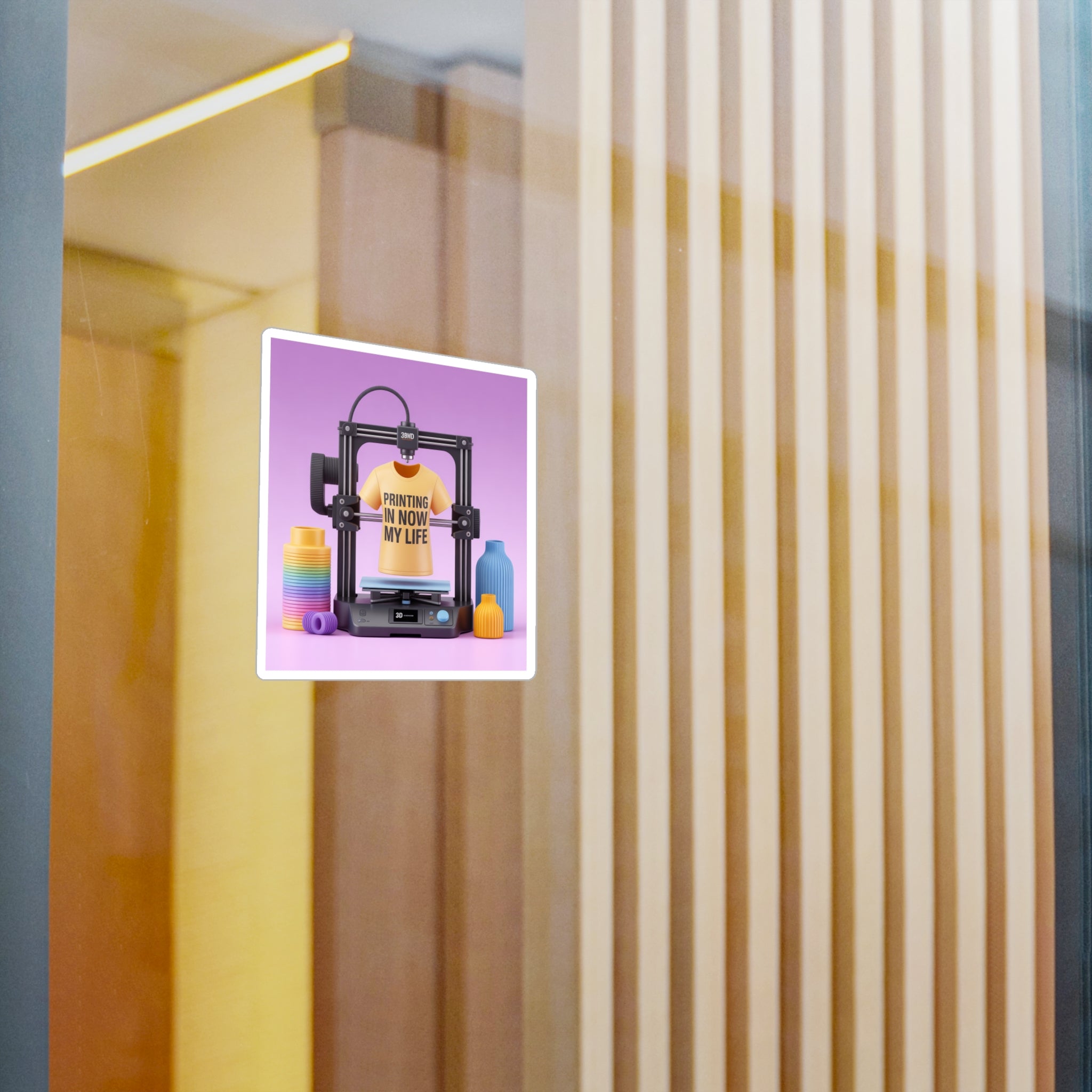 3D Printer T-Shirt Kiss-Cut Vinyl Decal | Printing Now My Life, Maker Sticker