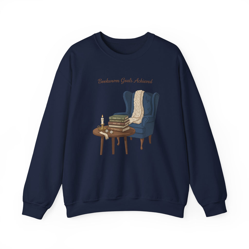 Bookworm Goals Achieved Sweatshirt | Reading Challenge, Cozy Library Vibes
