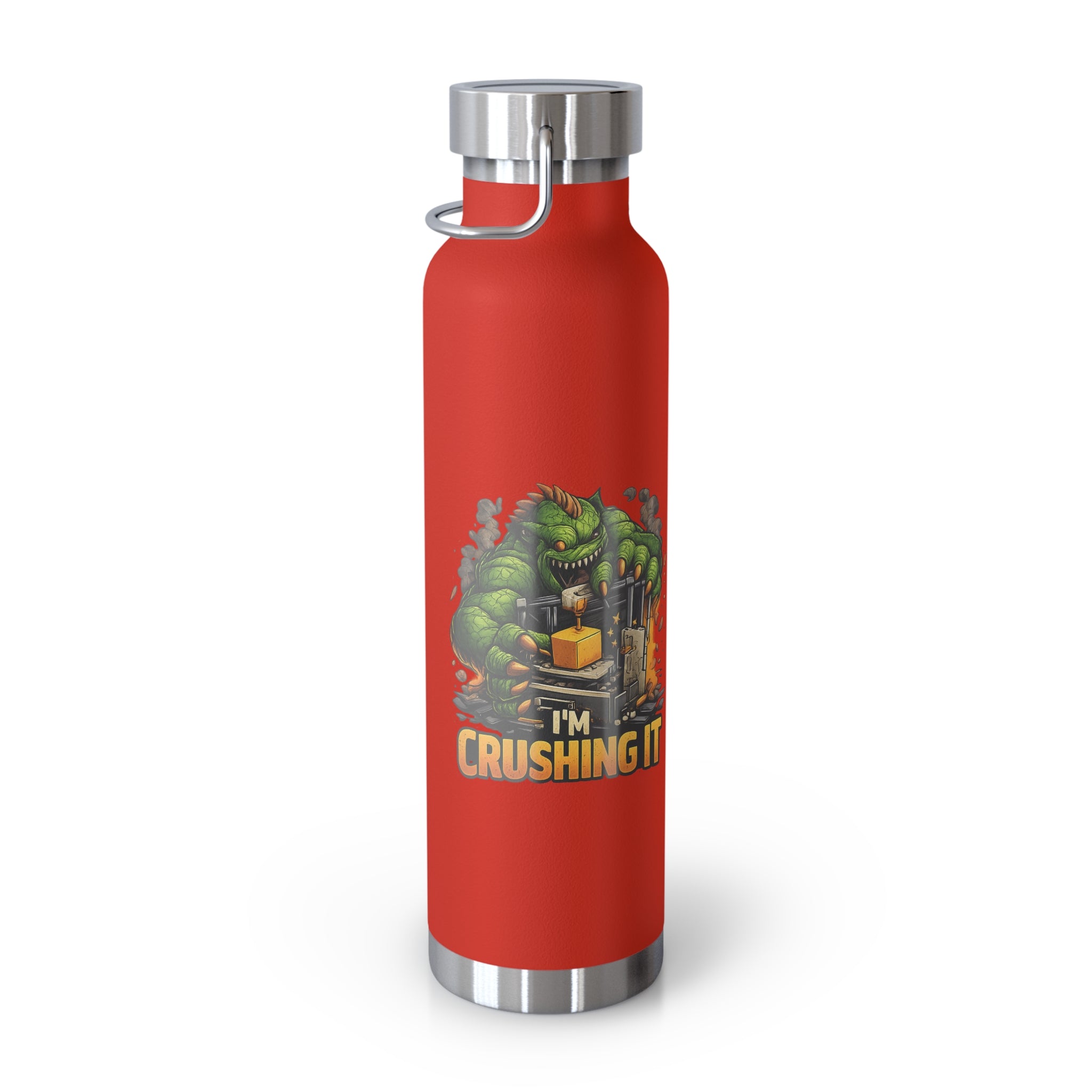 22oz Copper Vacuum Bottle Monster Crushing 3D Printer Graphic