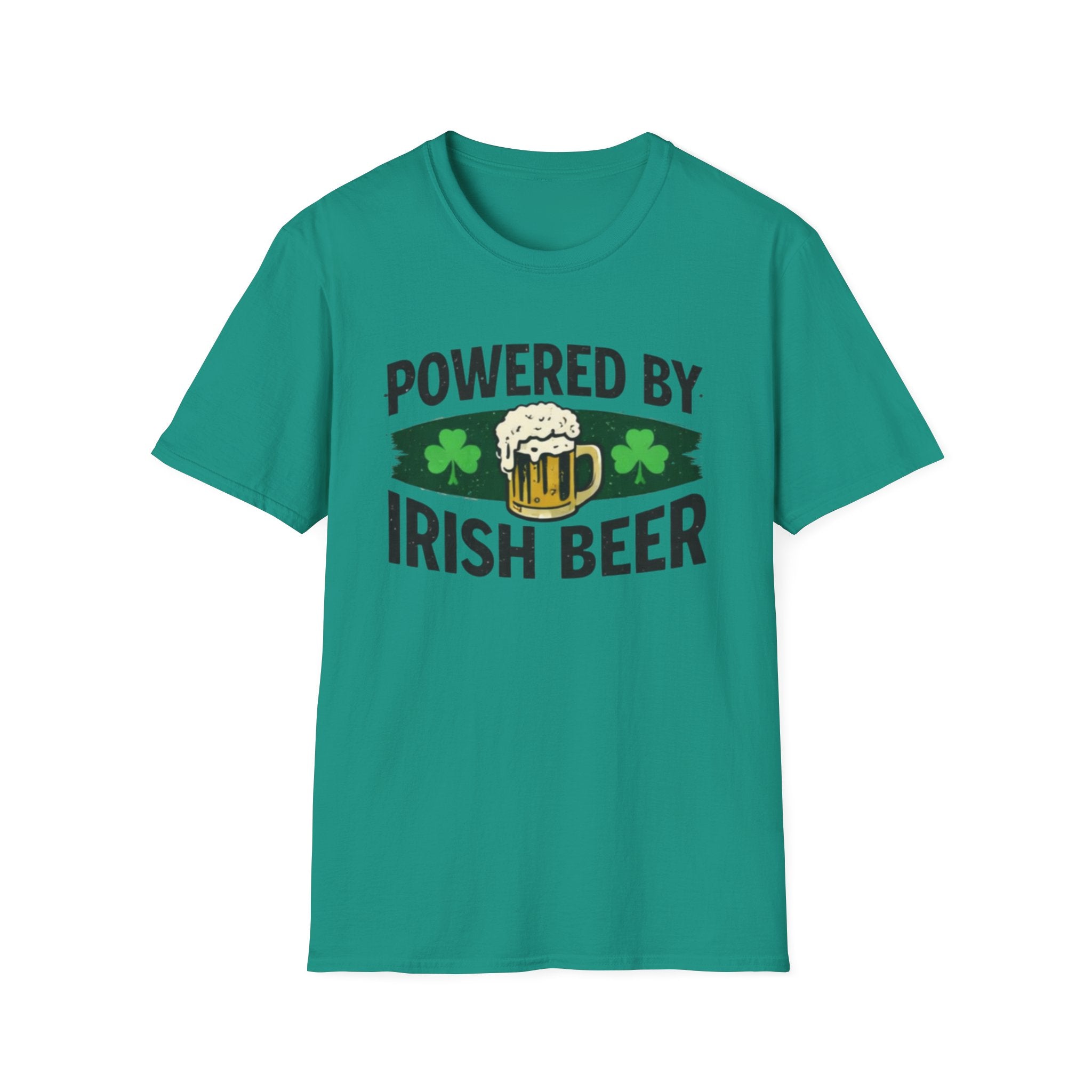 Powered By Irish Beer T-Shirt | Funny St. Patrick’s Day Beer Tee | Irish Pride Graphic Shirt