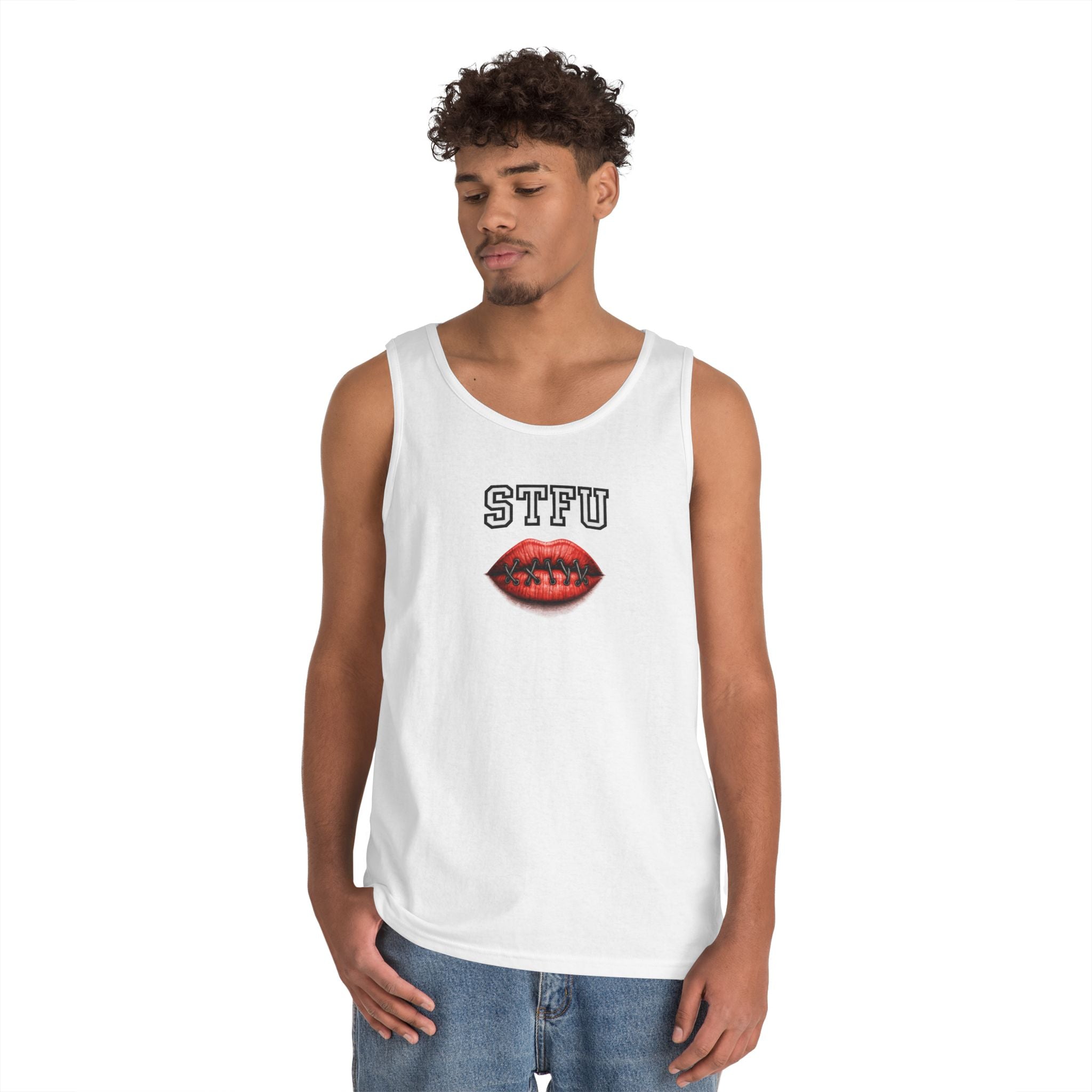STFU Football Lips Tank Top | Funny Football Lip Graphic