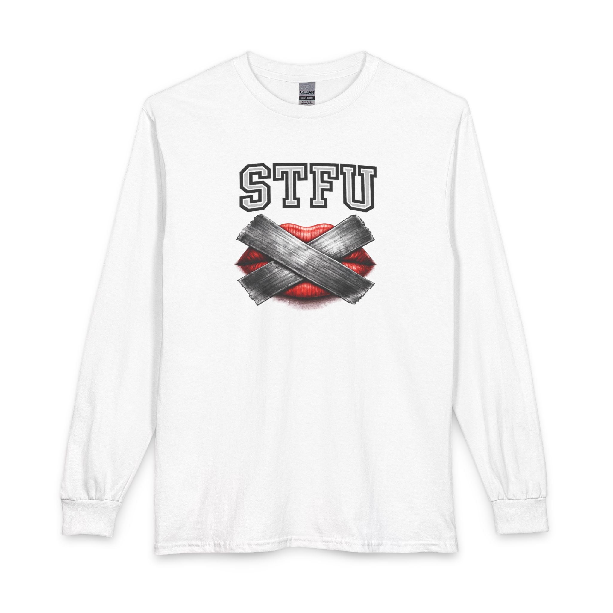 STFU Taped Lips Long Sleeve T-Shirt | Censored Graphic