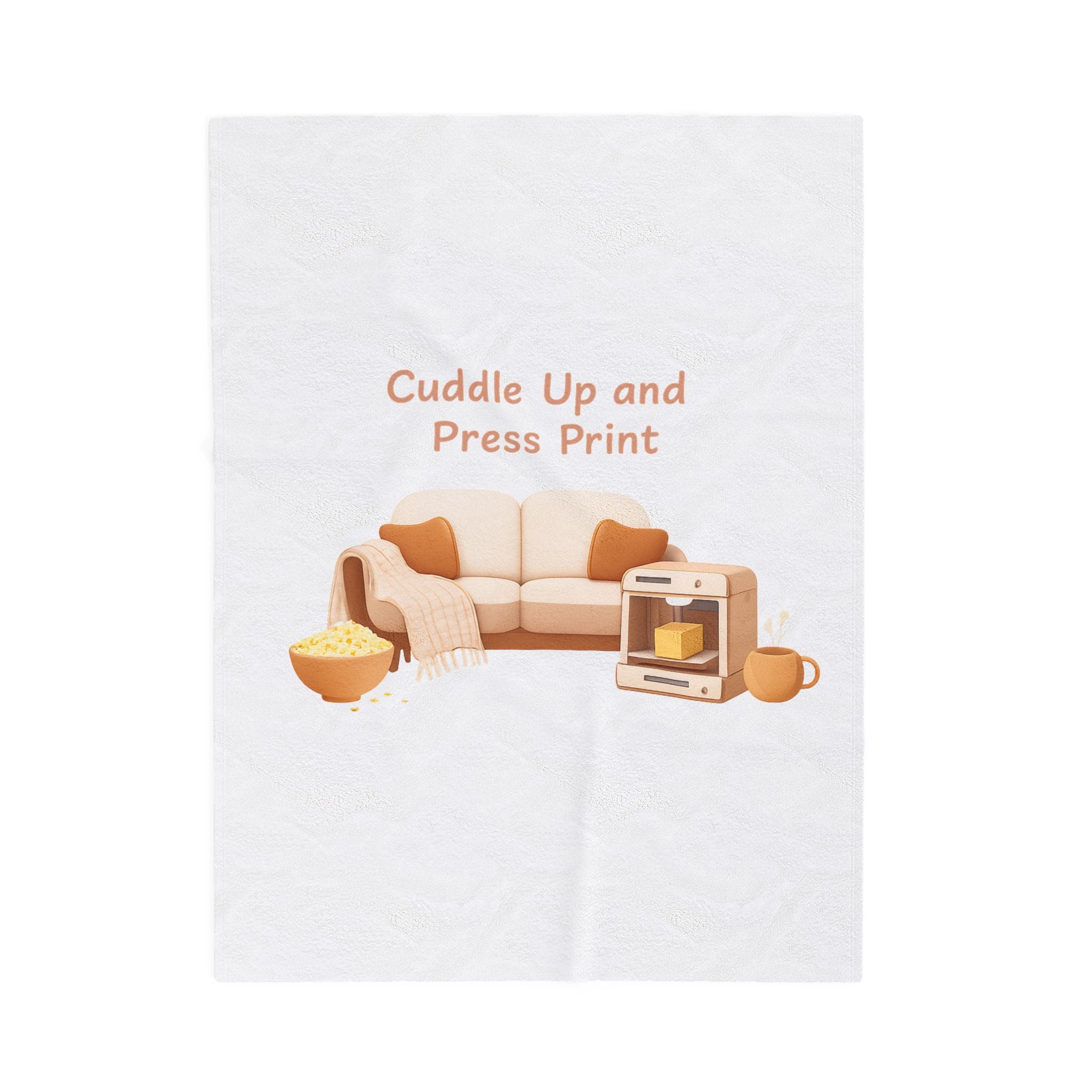 Cuddle Up and Press Print Velvet Throw Blanket | cozy night art, hygge vibes