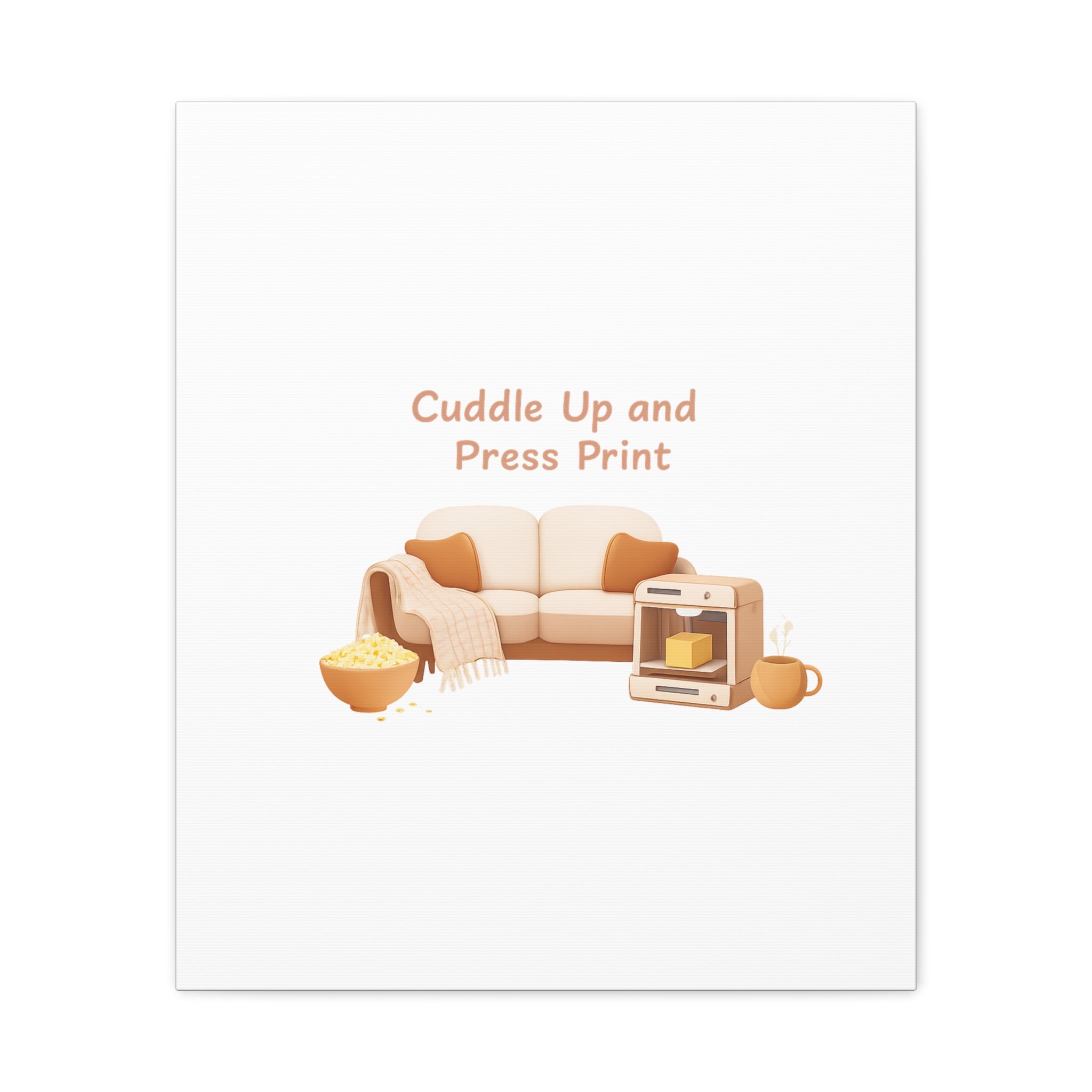 Cuddle Up and Press Print Canvas | cozy night art, home cinema decor