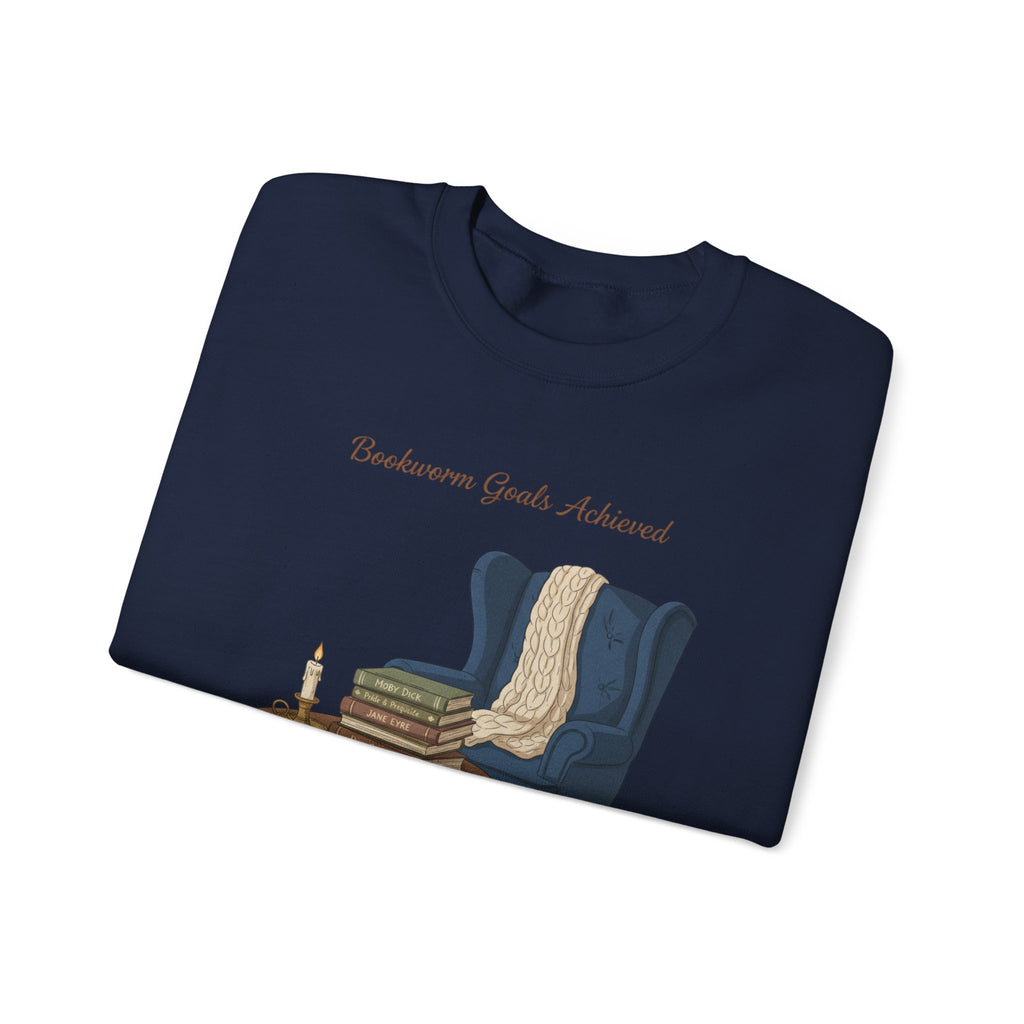 Bookworm Goals Achieved Sweatshirt | Reading Challenge, Cozy Library Vibes