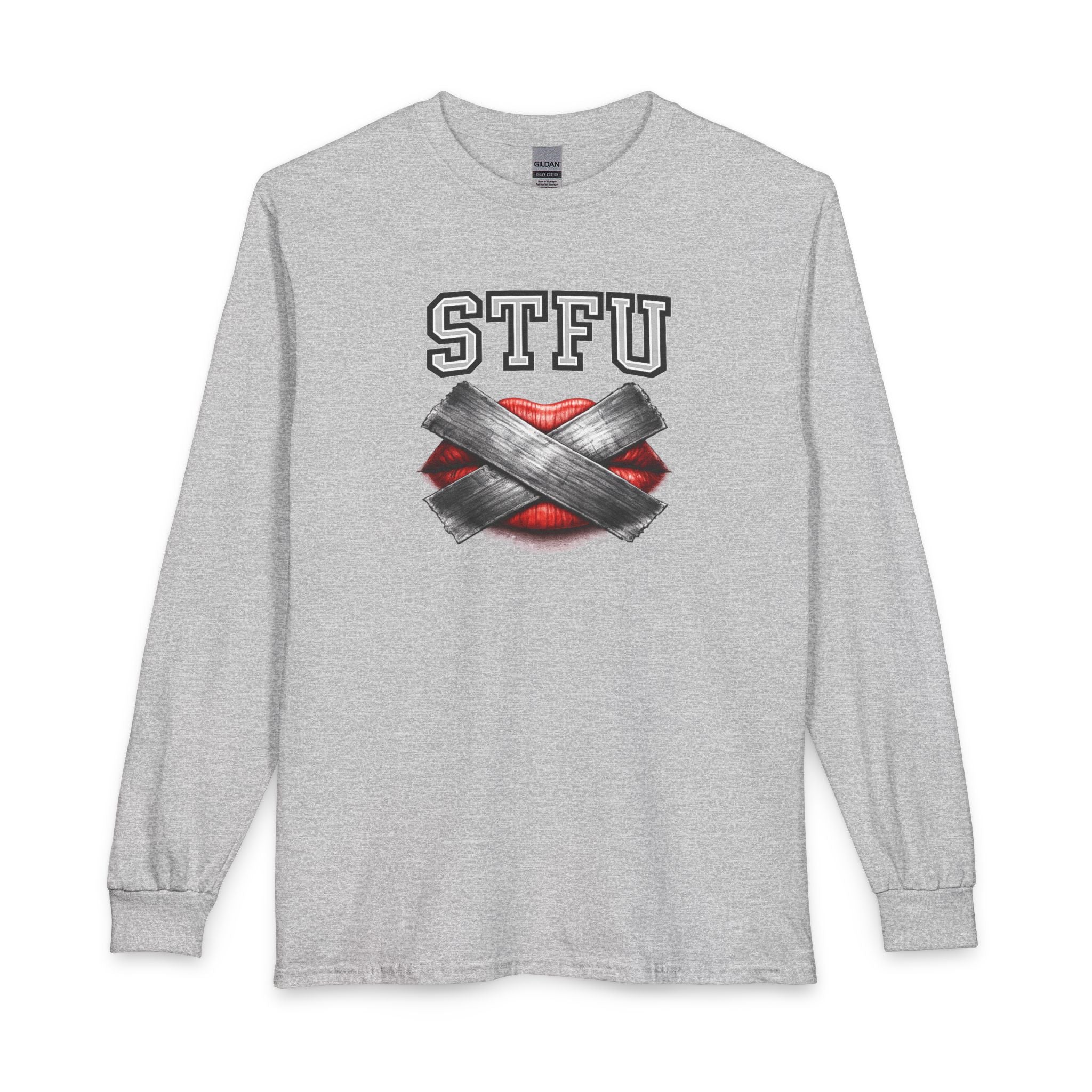 STFU Taped Lips Long Sleeve T-Shirt | Censored Graphic