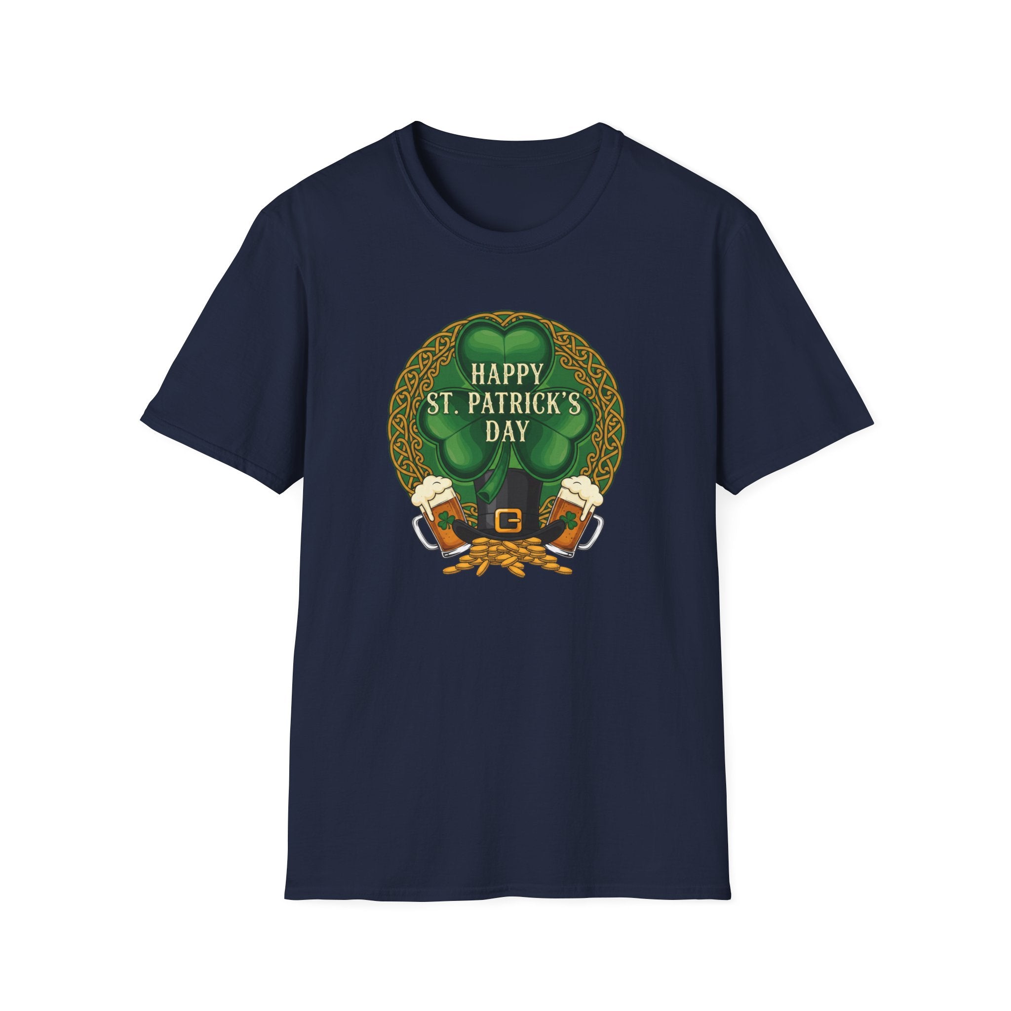 St. Patrick's Day T-Shirt — "Happy St. Patrick's Day" Leprechaun Beer Graphic