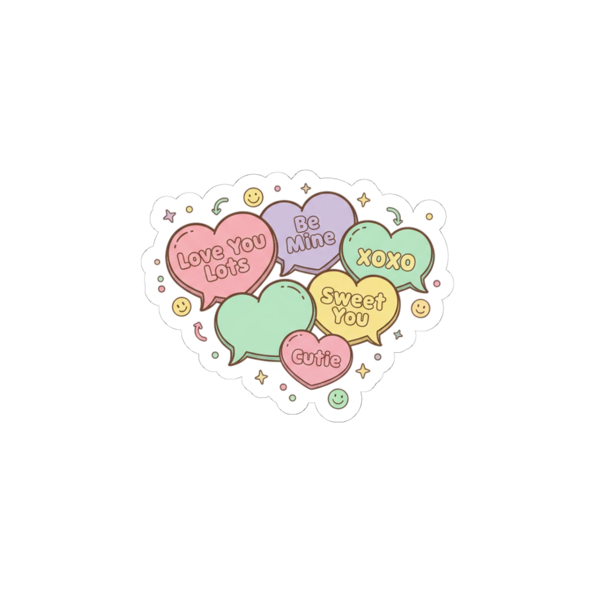 Candy Heart Conversation Hearts Sticker | Valentine Typography, Pastel XOXO