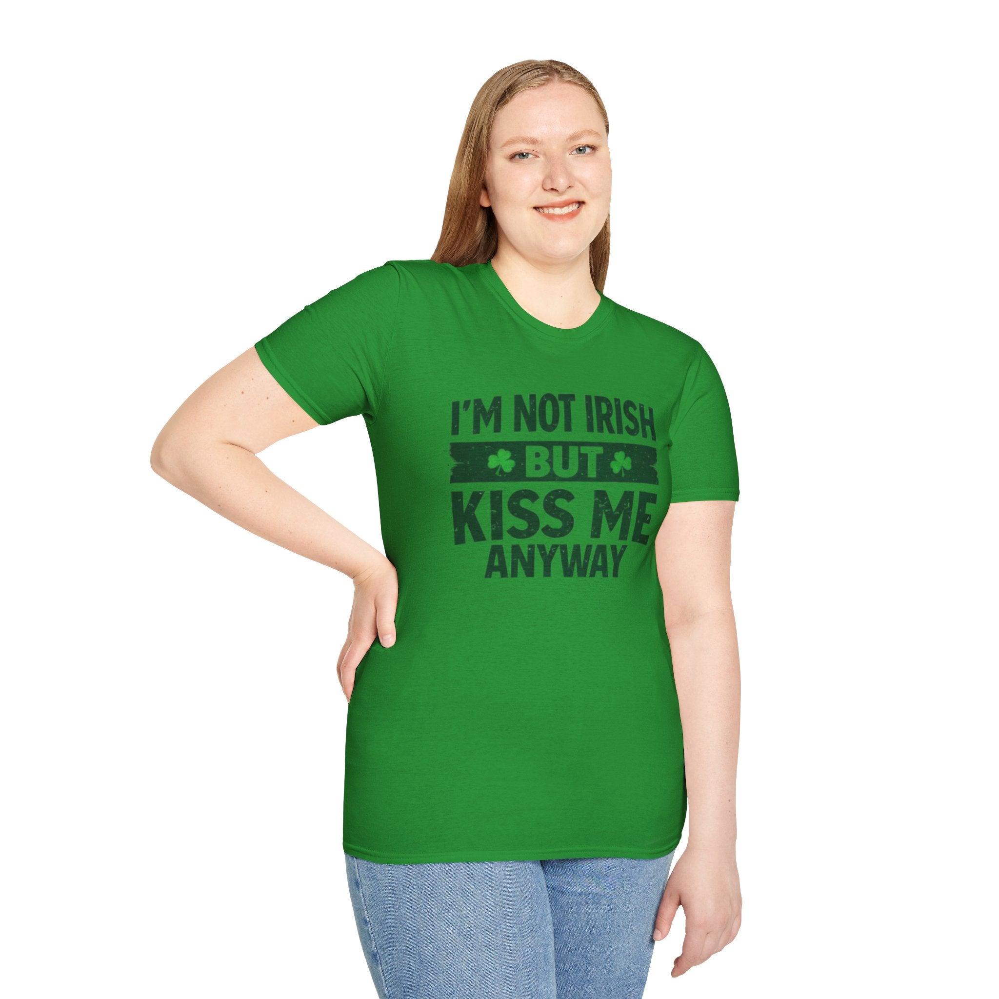 St. Patrick's Day T-Shirt — "I'm Not Irish But Kiss Me Anyway" — Funny Shamrock Graphic Tee