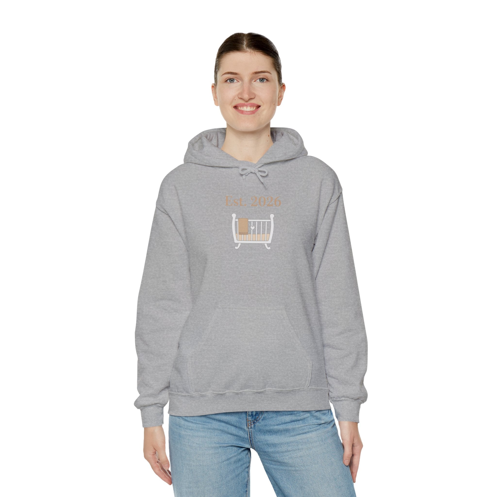 Est. 2026 Hoodie | Parent Announcement, Minimal Typewriter Badge