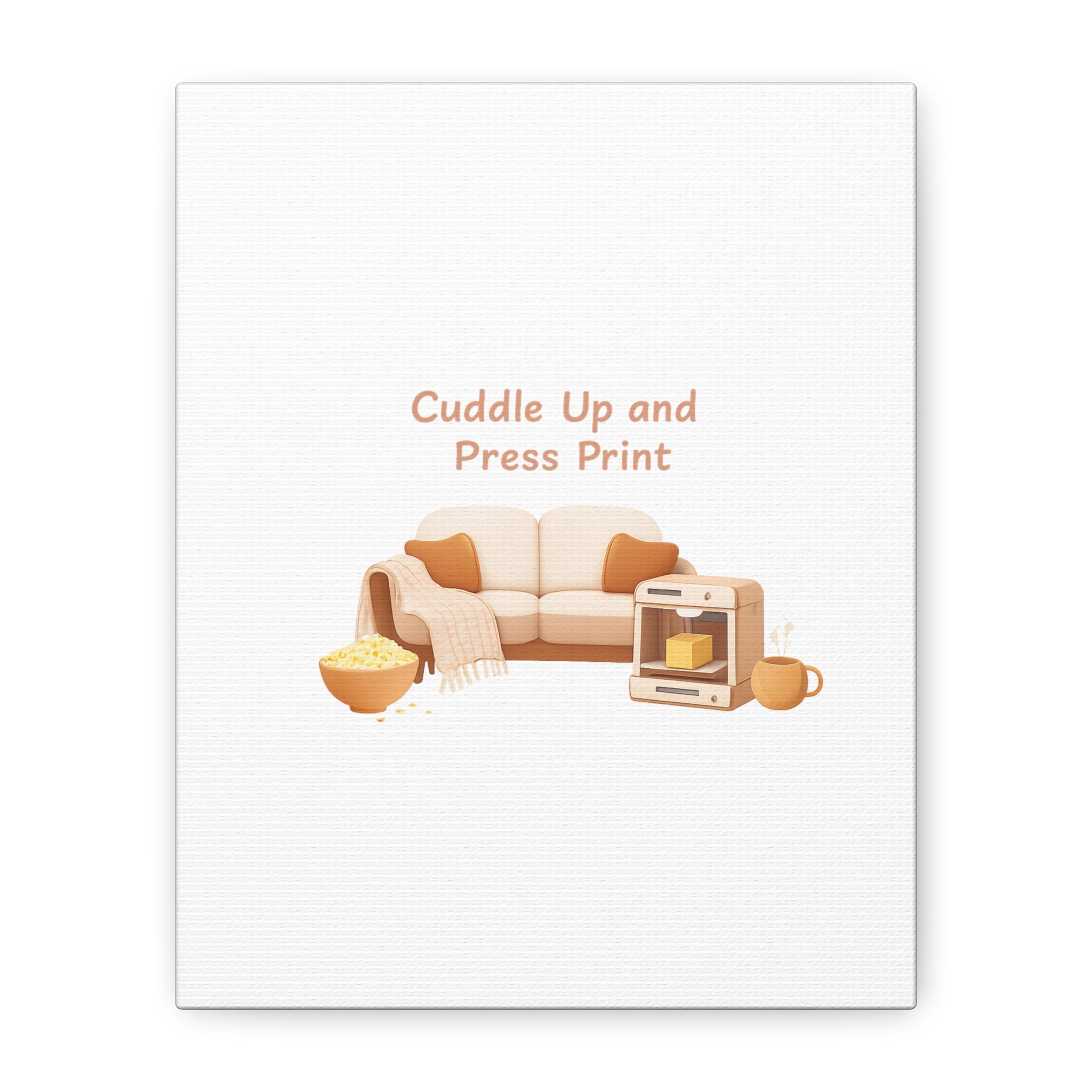Cuddle Up and Press Print Canvas | cozy night art, home cinema decor