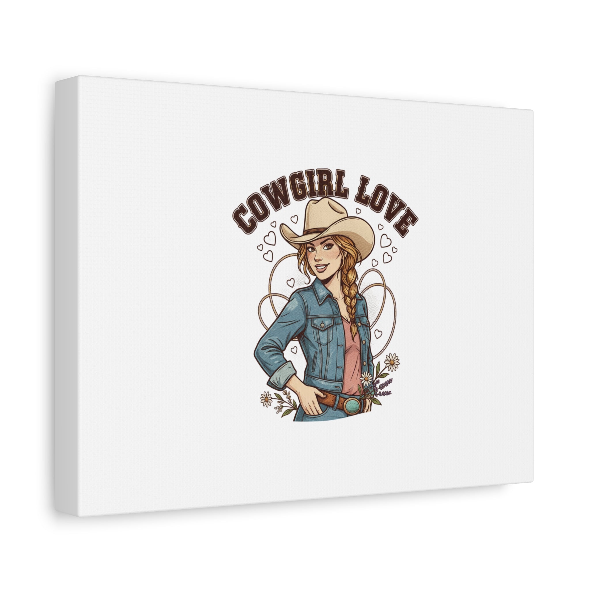 Cowgirl Love Canvas Print | Western Valentine, Boot Heart Art