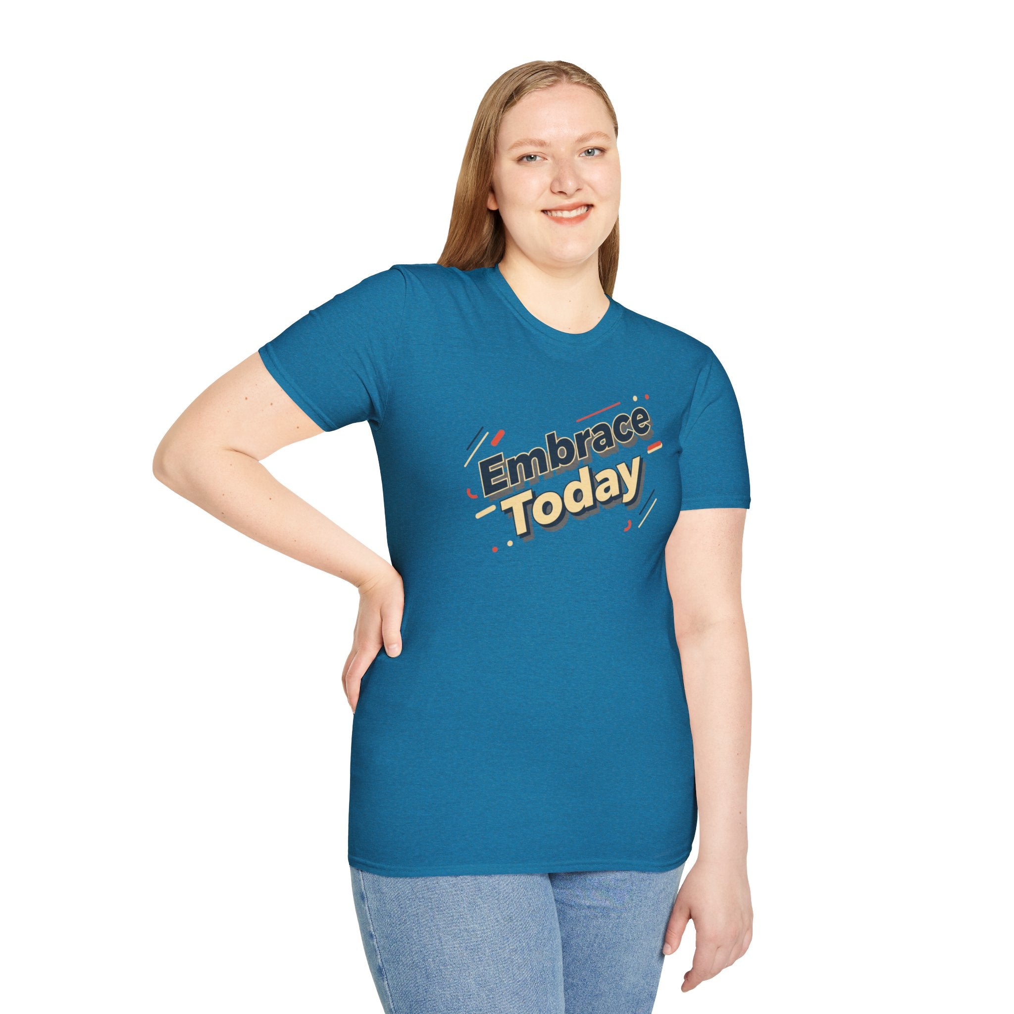 Embrace Today Tee | shadow typography shirt, 3D simple text