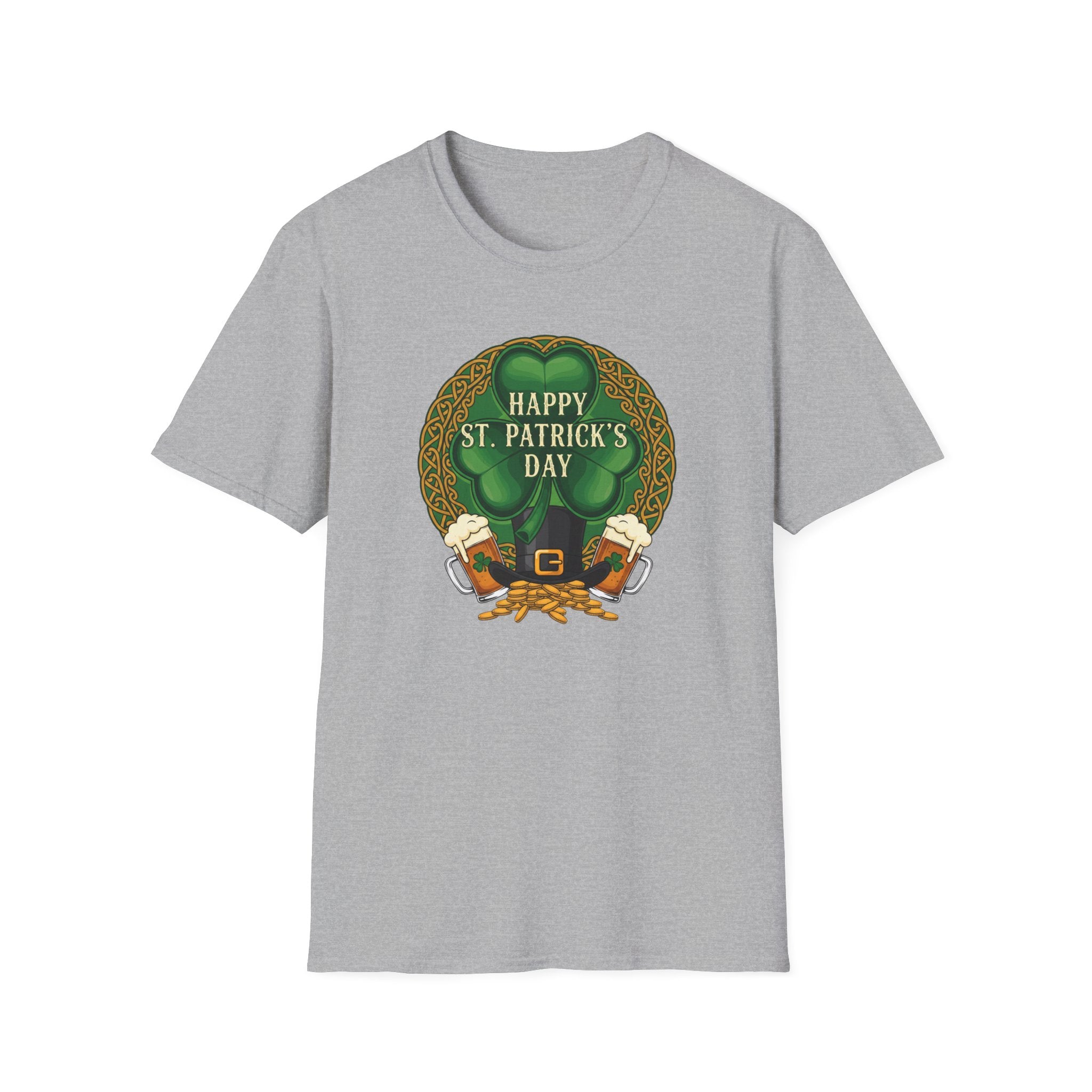 St. Patrick's Day T-Shirt — "Happy St. Patrick's Day" Leprechaun Beer Graphic