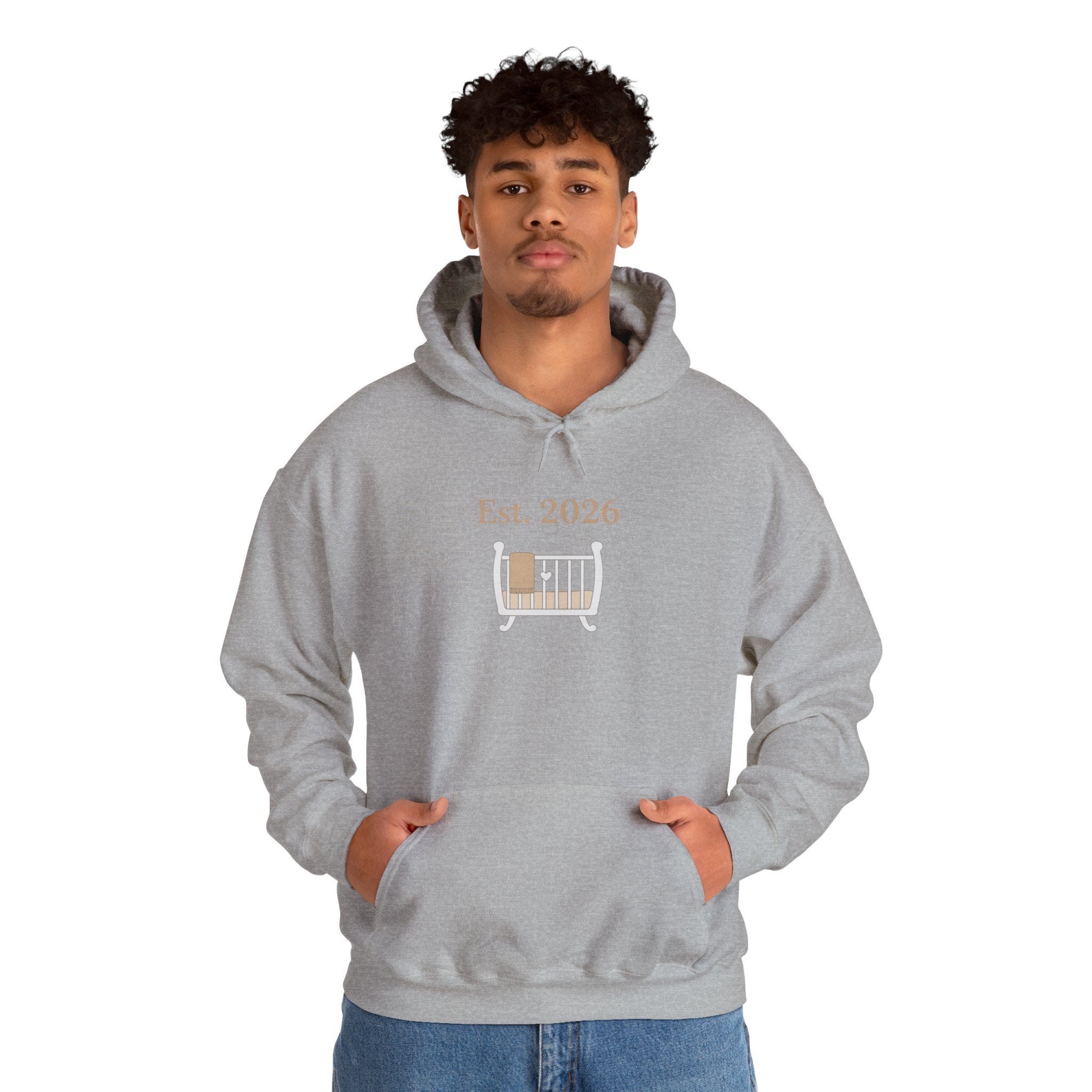 Est. 2026 Hoodie | Parent Announcement, Minimal Typewriter Badge