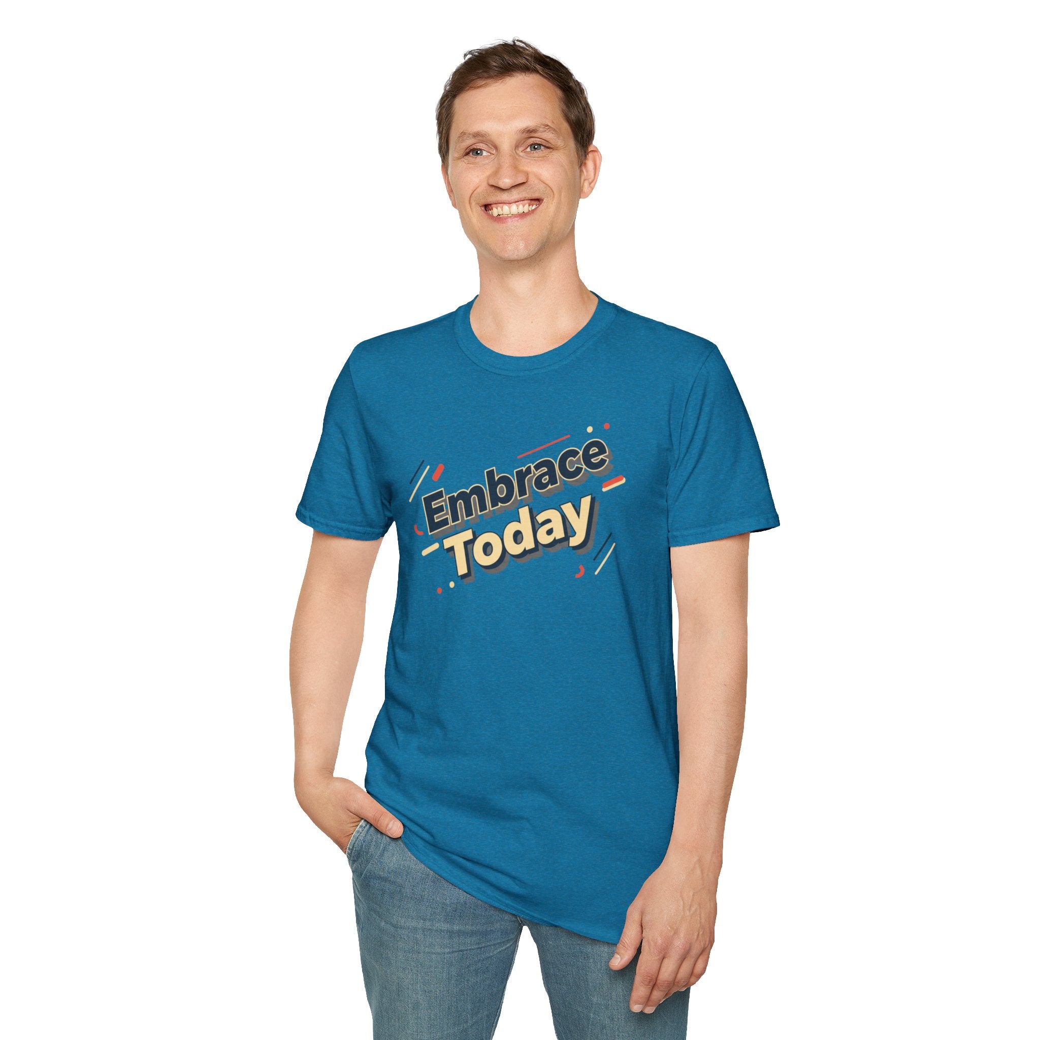 Embrace Today Tee | shadow typography shirt, 3D simple text
