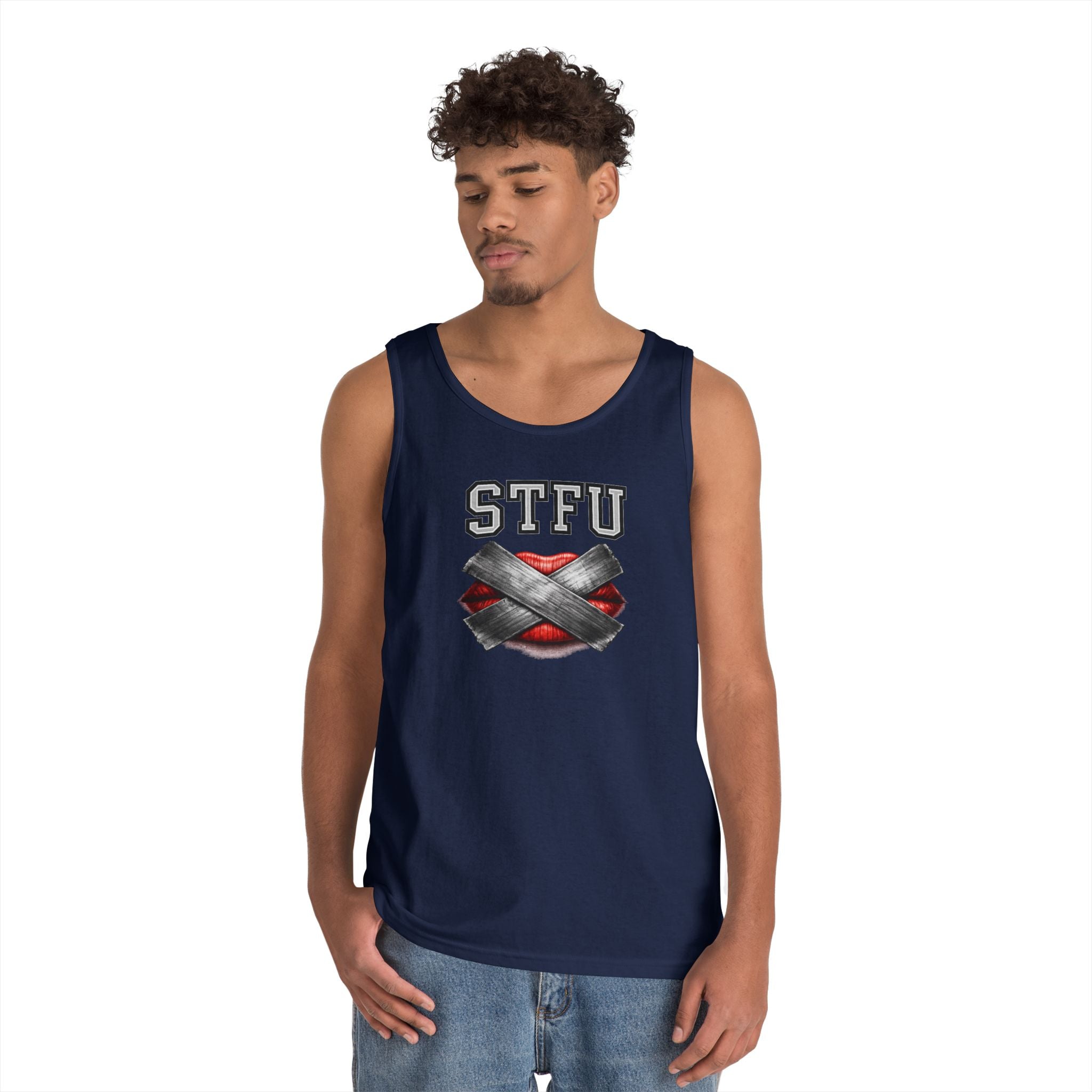 STFU Tape Lips Tank Top | Funny Censored Graphic