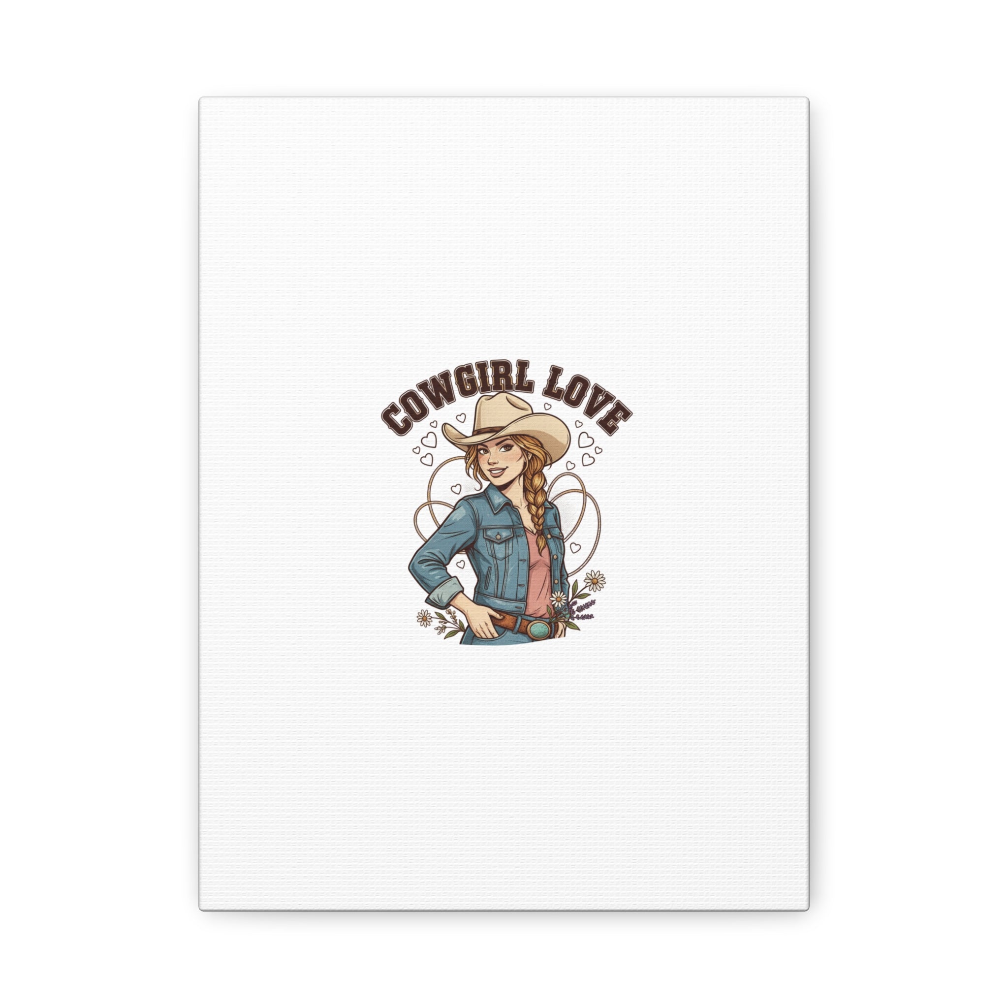 Cowgirl Love Canvas Print | Western Valentine, Boot Heart Art