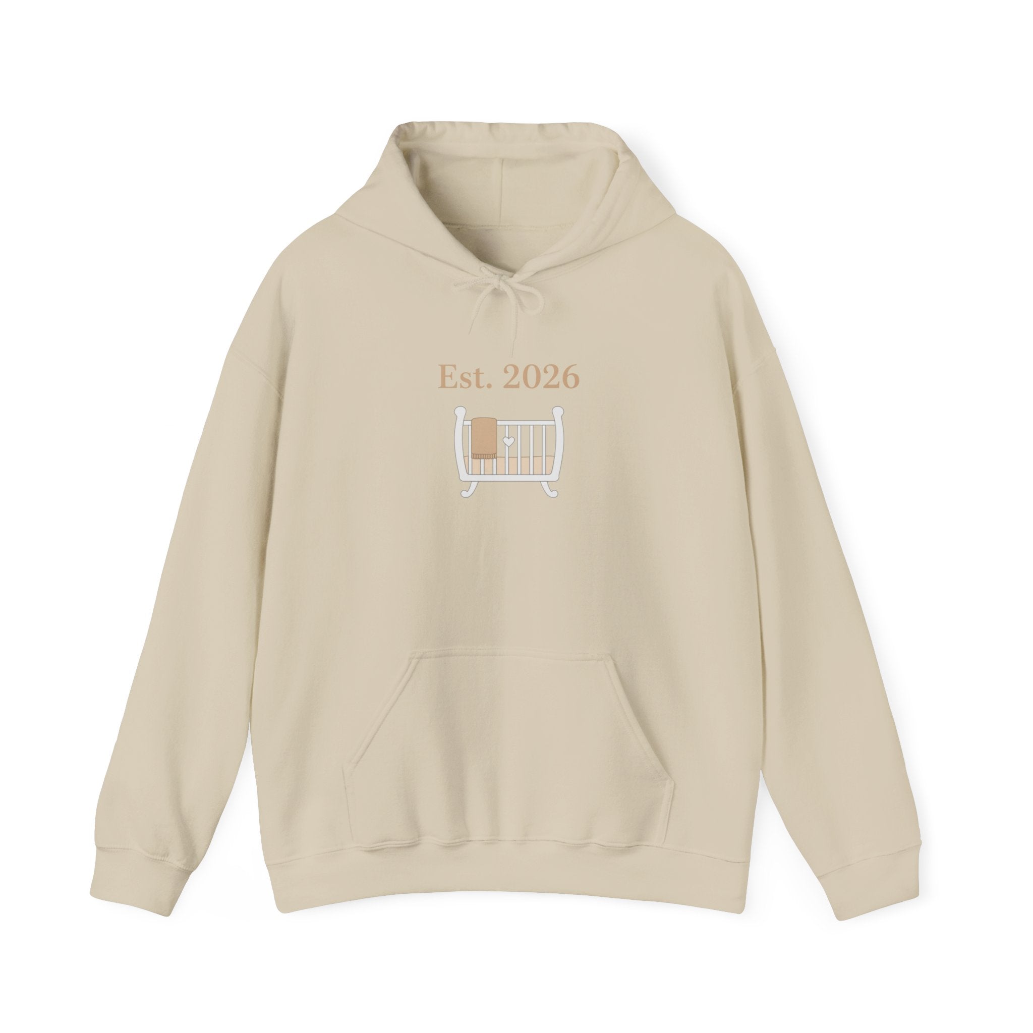 Est. 2026 Hoodie | Parent Announcement, Minimal Typewriter Badge