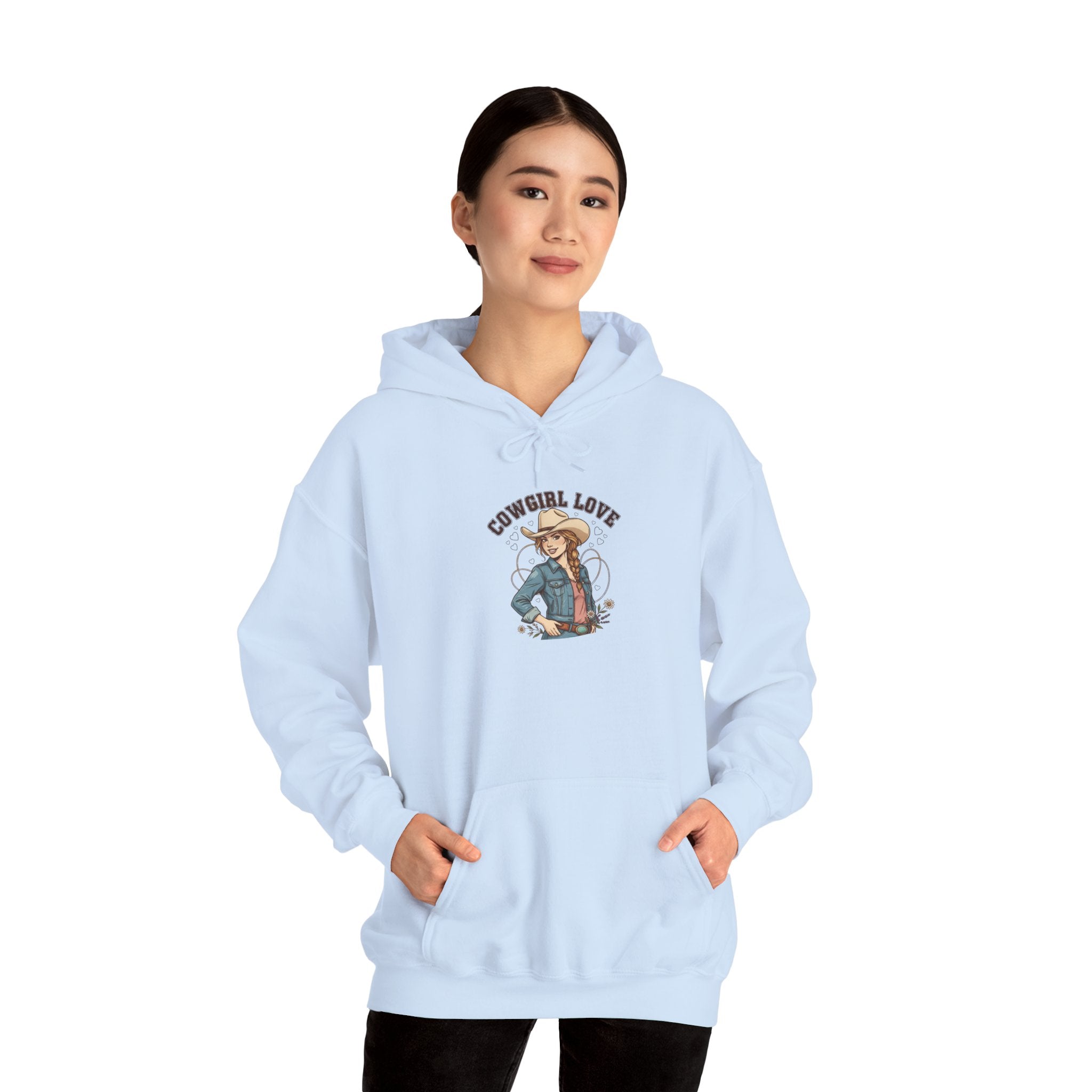 Cowgirl Love Hoodie | Western Valentine, boot heart bandana design