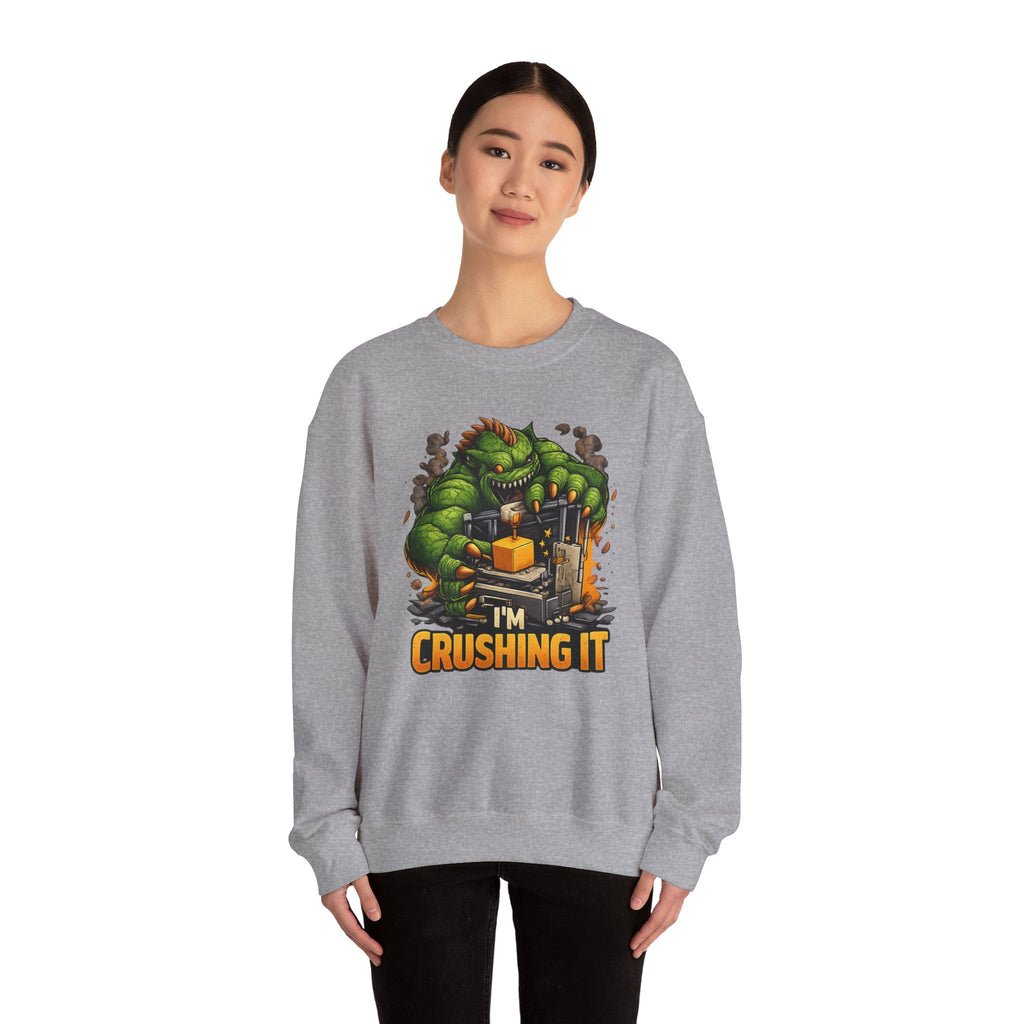 3D Printer Monster Crushing It sweatshirt | I'm Crushing It 3D Printing Crewneck