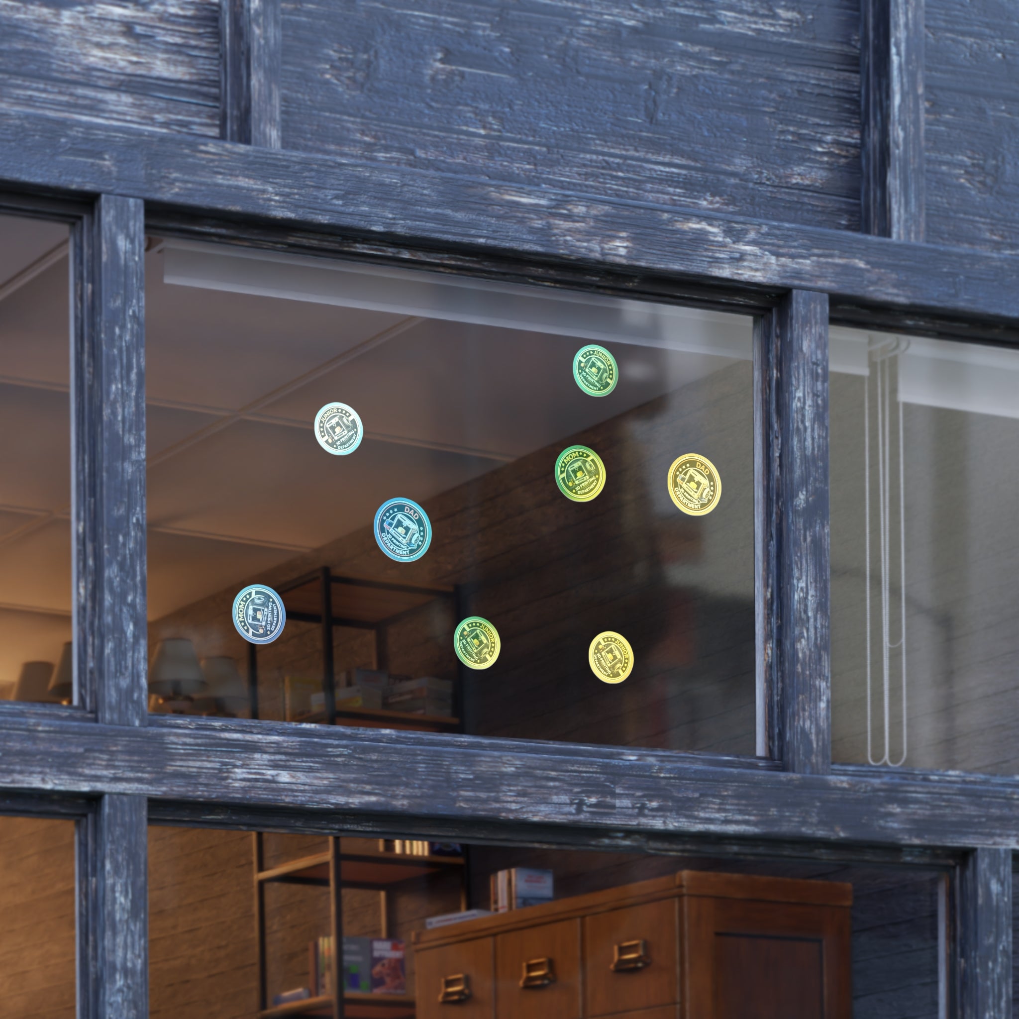 3D Printing Department Sticker Sheet, Sticker Set | Dad Mom Junior Holographic Badges