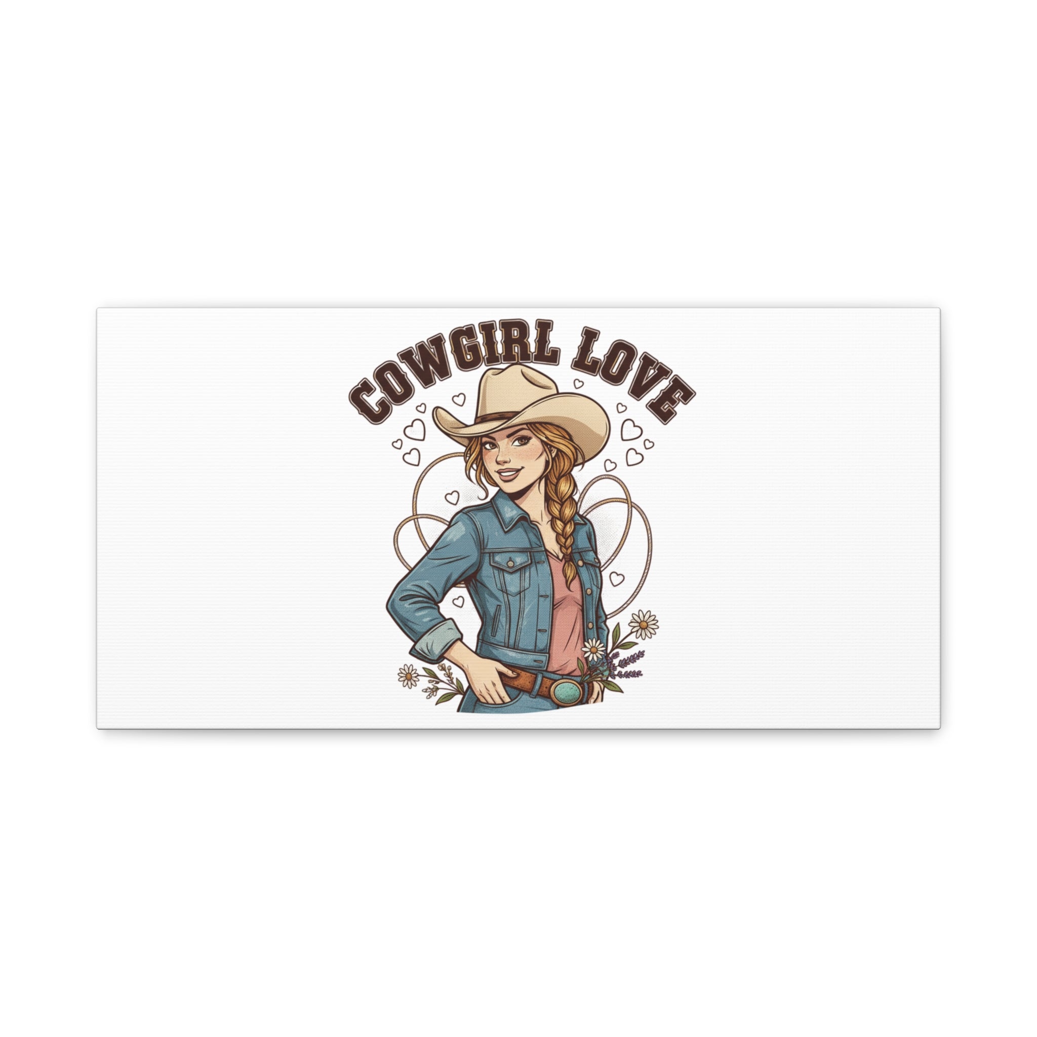 Cowgirl Love Canvas Print | Western Valentine, Boot Heart Art