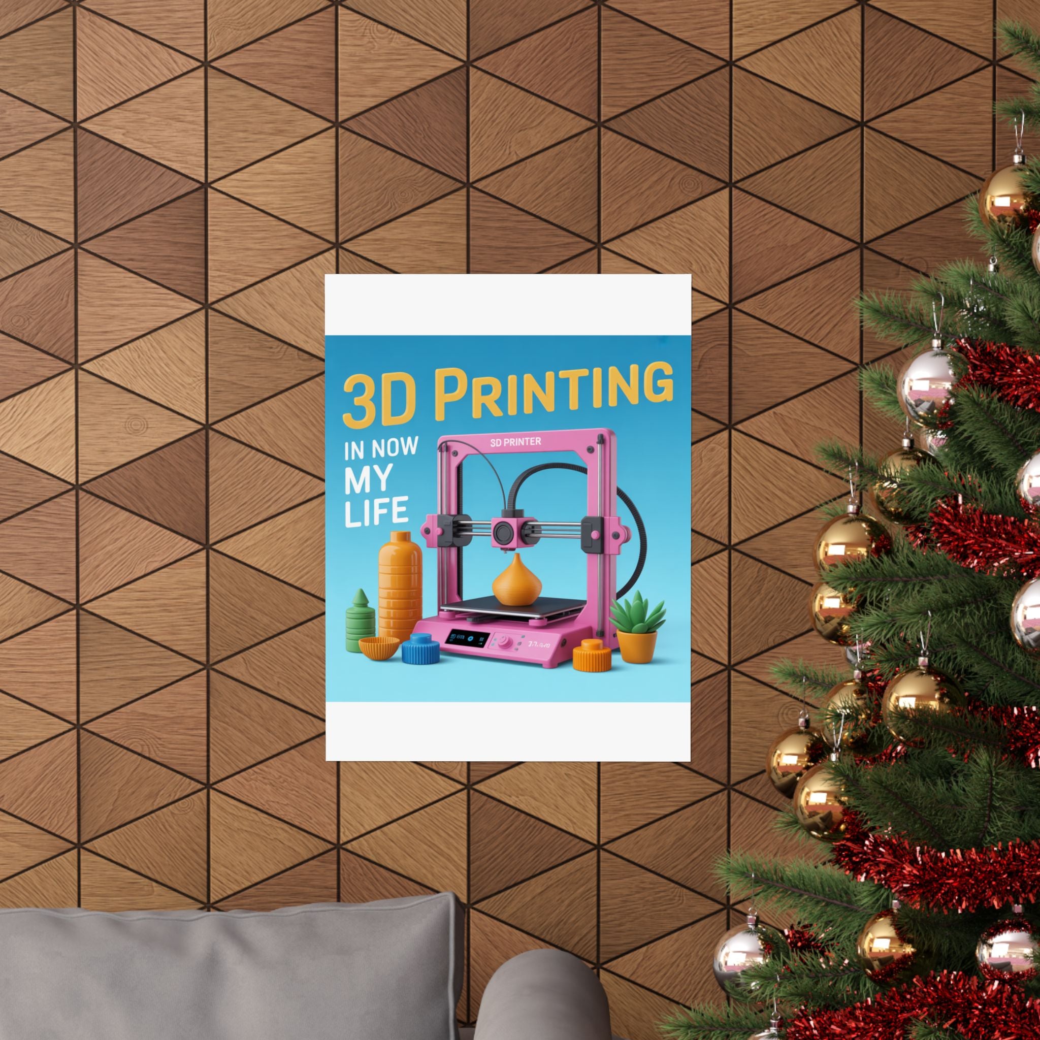 3D Printing Poster Matte Vertical Poster | 3D Printer Illustration, Tech Decor