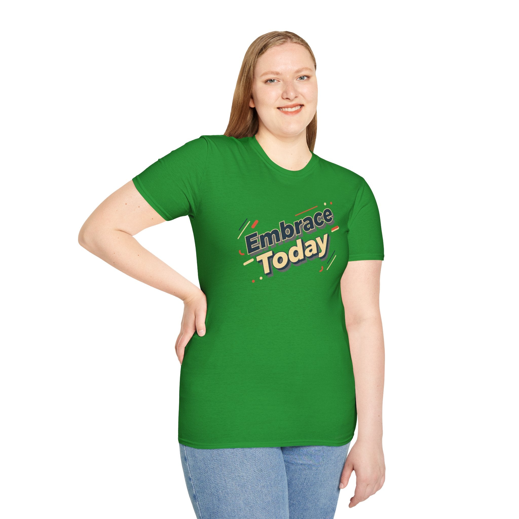 Embrace Today Tee | shadow typography shirt, 3D simple text
