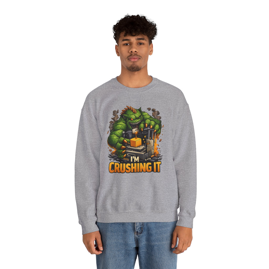 3D Printer Monster Crushing It sweatshirt | I'm Crushing It 3D Printing Crewneck