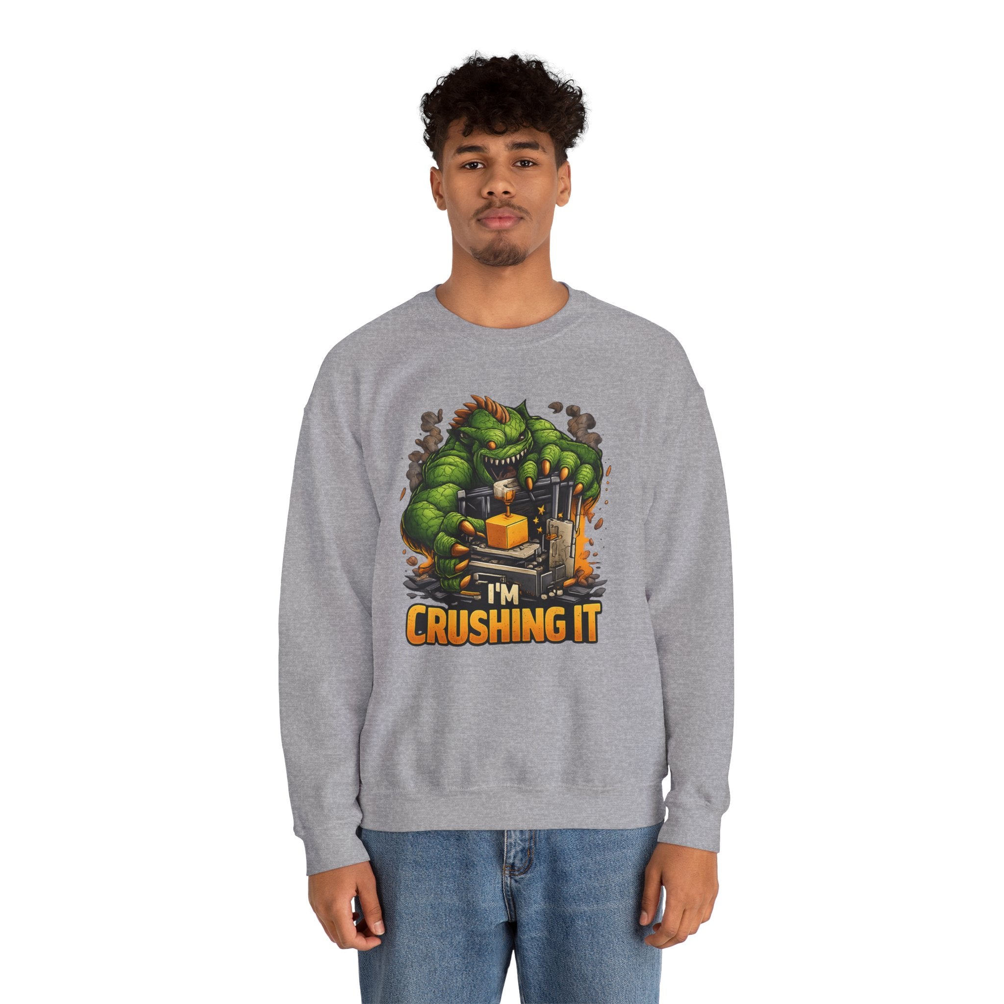 3D Printer Monster Crushing It sweatshirt | I'm Crushing It 3D Printing Crewneck
