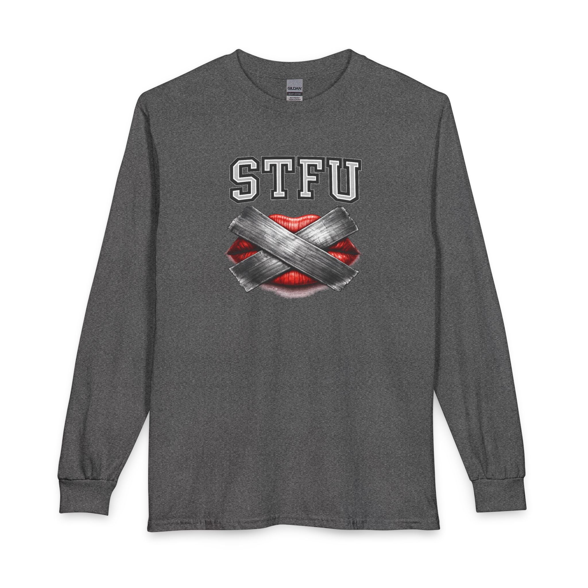 STFU Taped Lips Long Sleeve T-Shirt | Censored Graphic