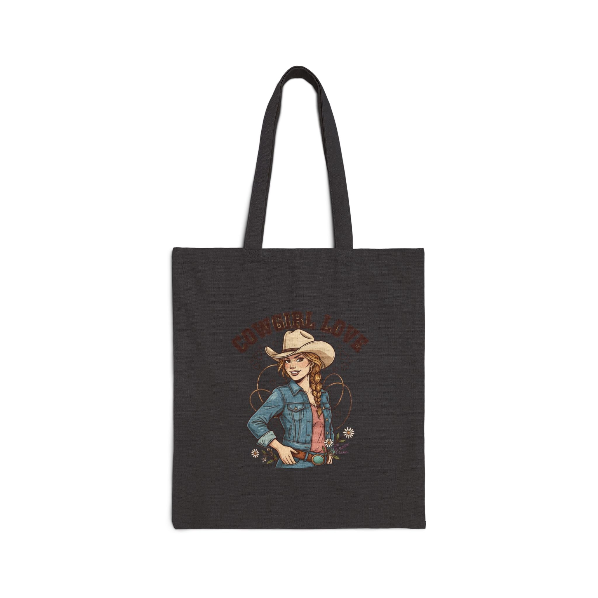 Cowgirl Love Tote | Western Valentine canvas tote, boot heart bandana