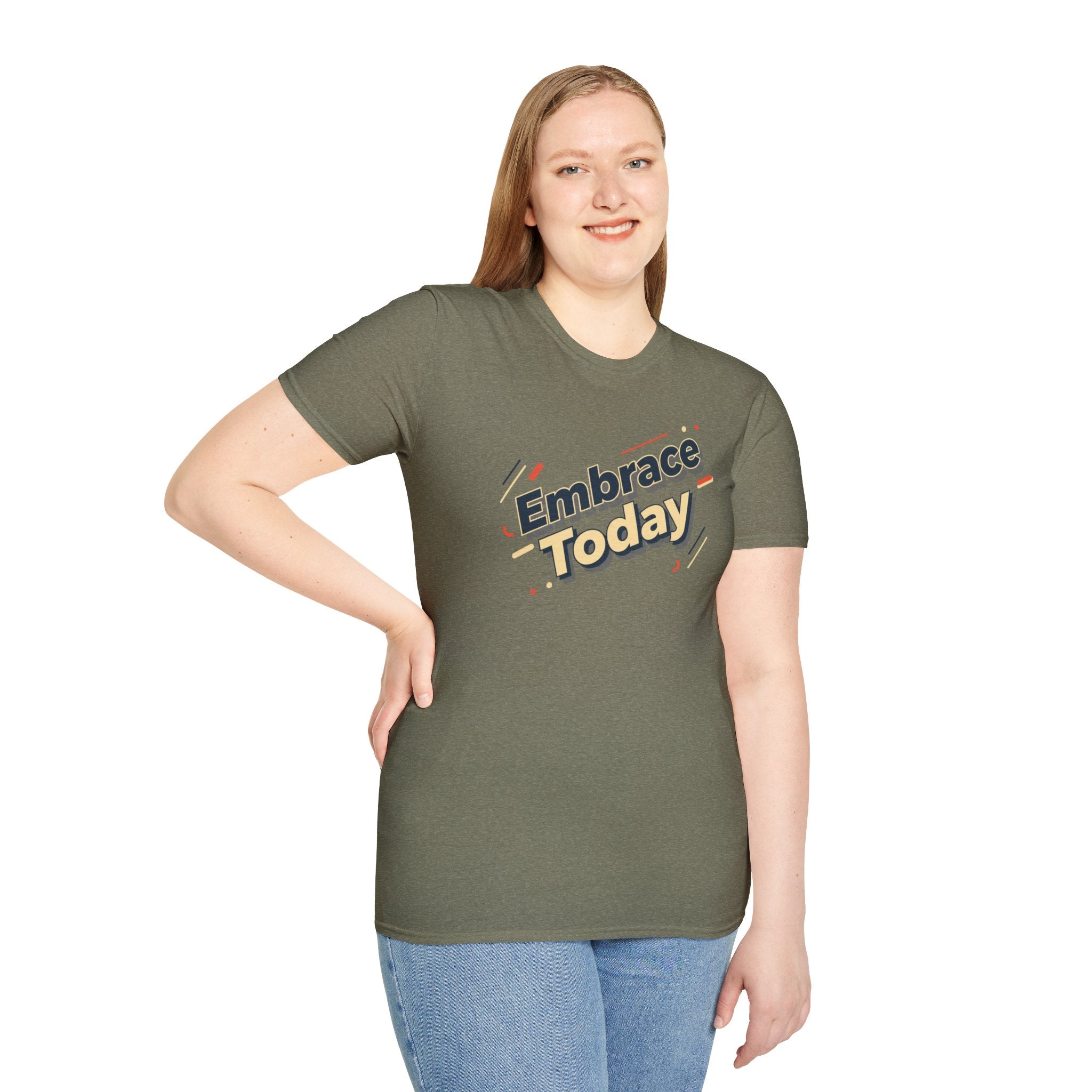 Embrace Today Tee | shadow typography shirt, 3D simple text