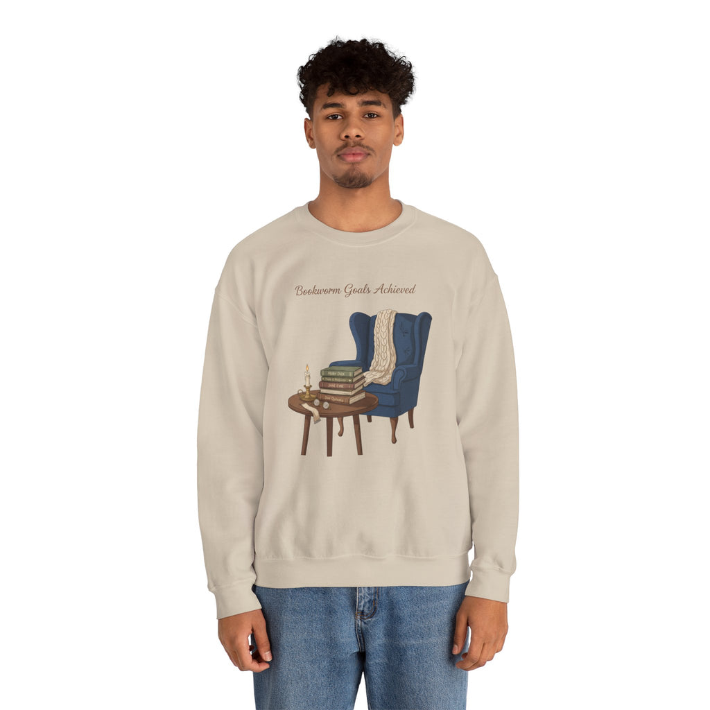 Bookworm Goals Achieved Sweatshirt | Reading Challenge, Cozy Library Vibes