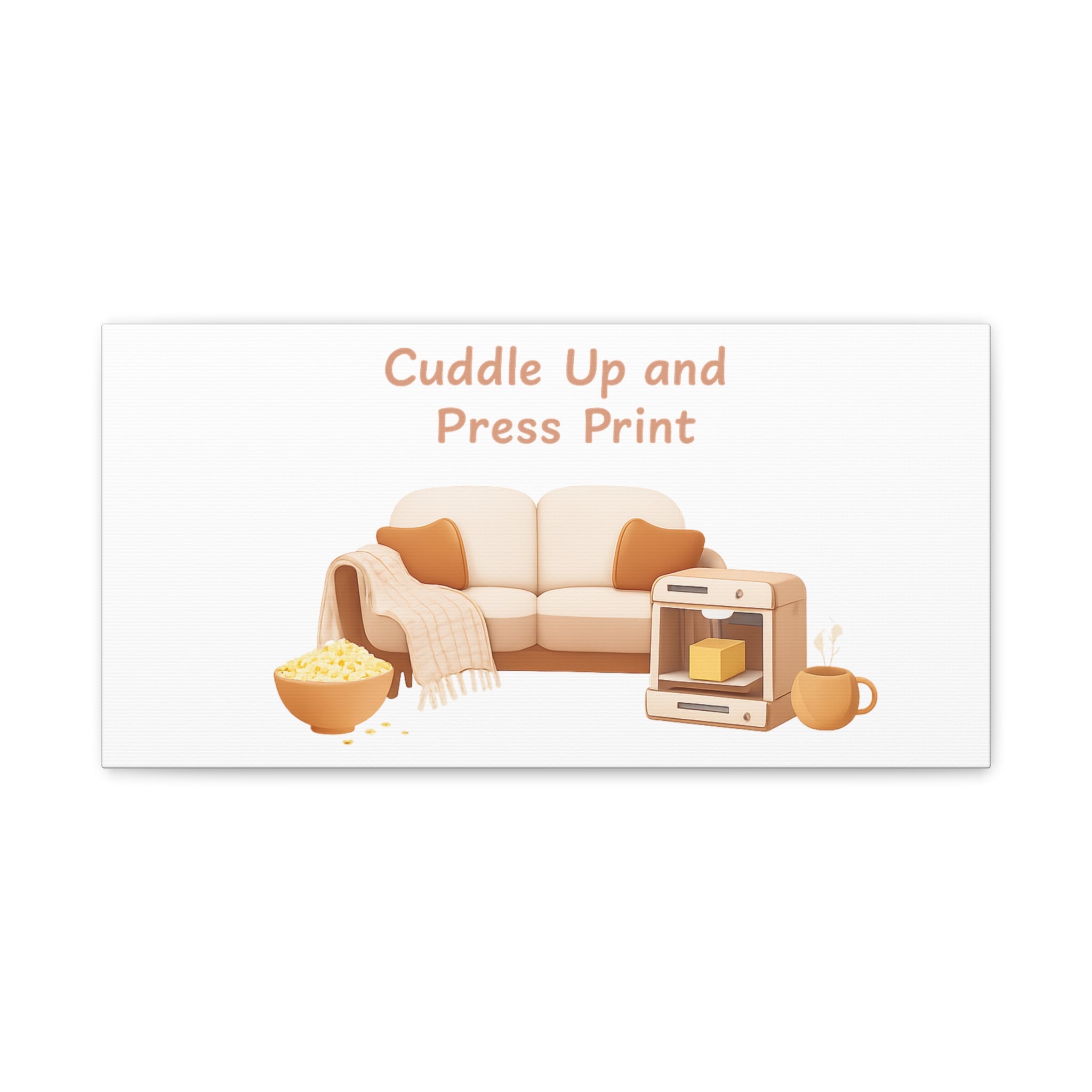 Cuddle Up and Press Print Canvas | cozy night art, home cinema decor