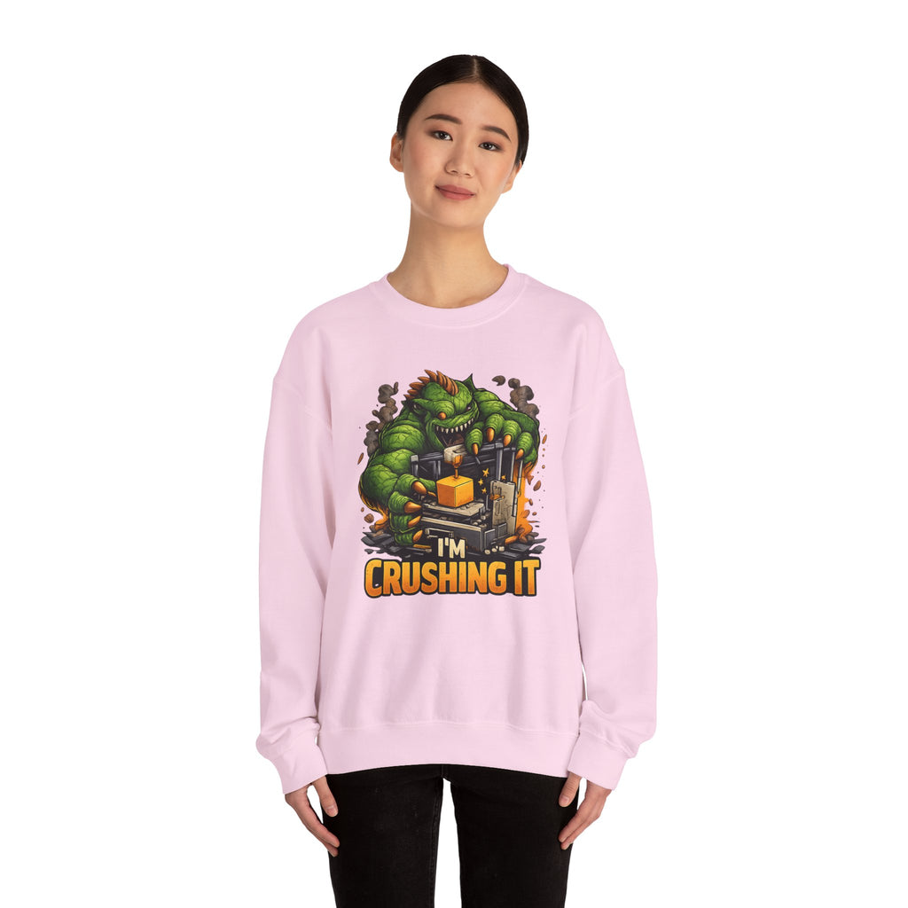 3D Printer Monster Crushing It sweatshirt | I'm Crushing It 3D Printing Crewneck