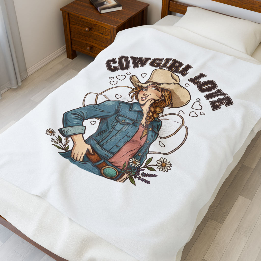 Cowgirl Love Blanket | Western Valentine, Cowboy Heart Bandana