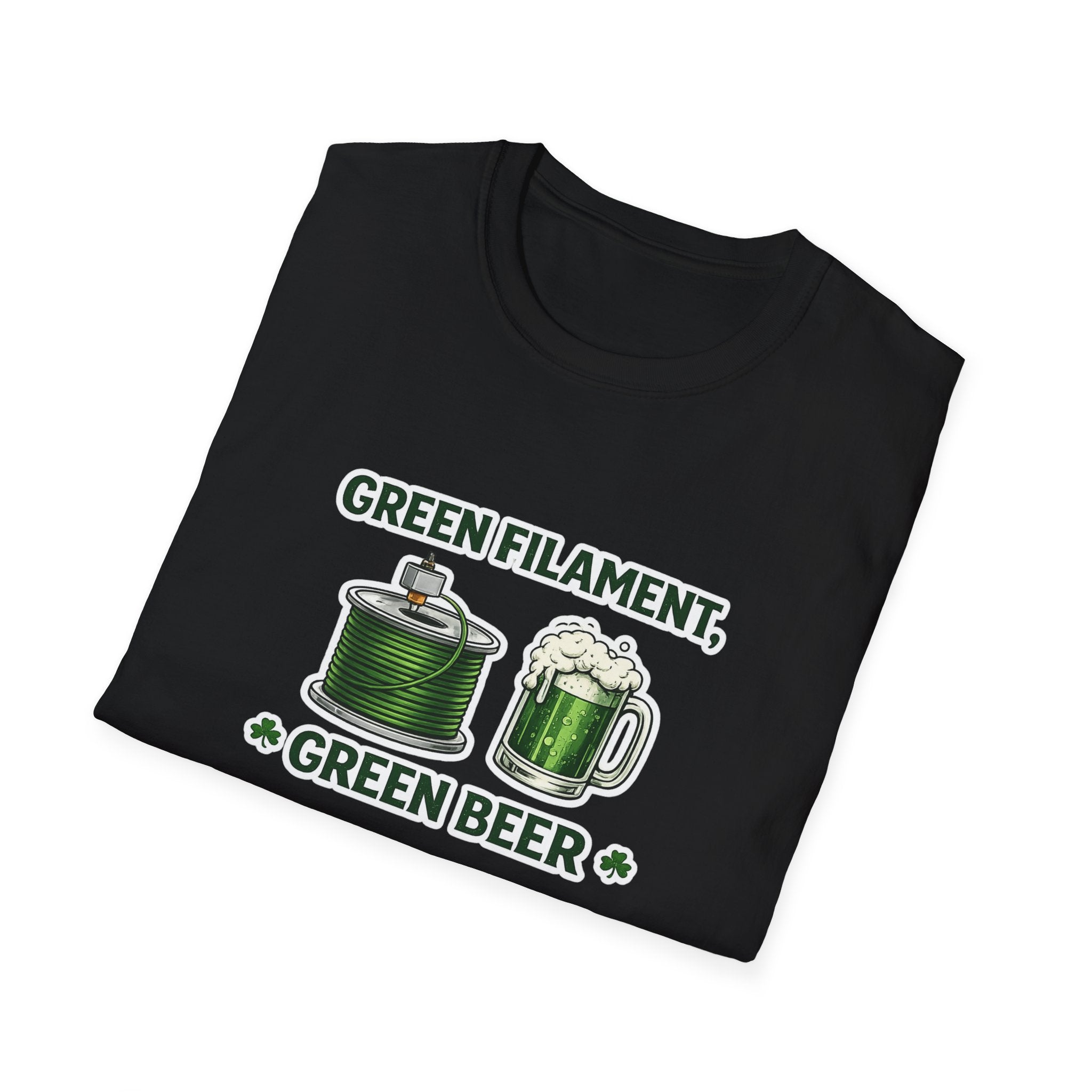 St. Patrick's Day 3D Printing T-Shirt - Green Filament & Green Beer - Funny Maker Holiday Tee