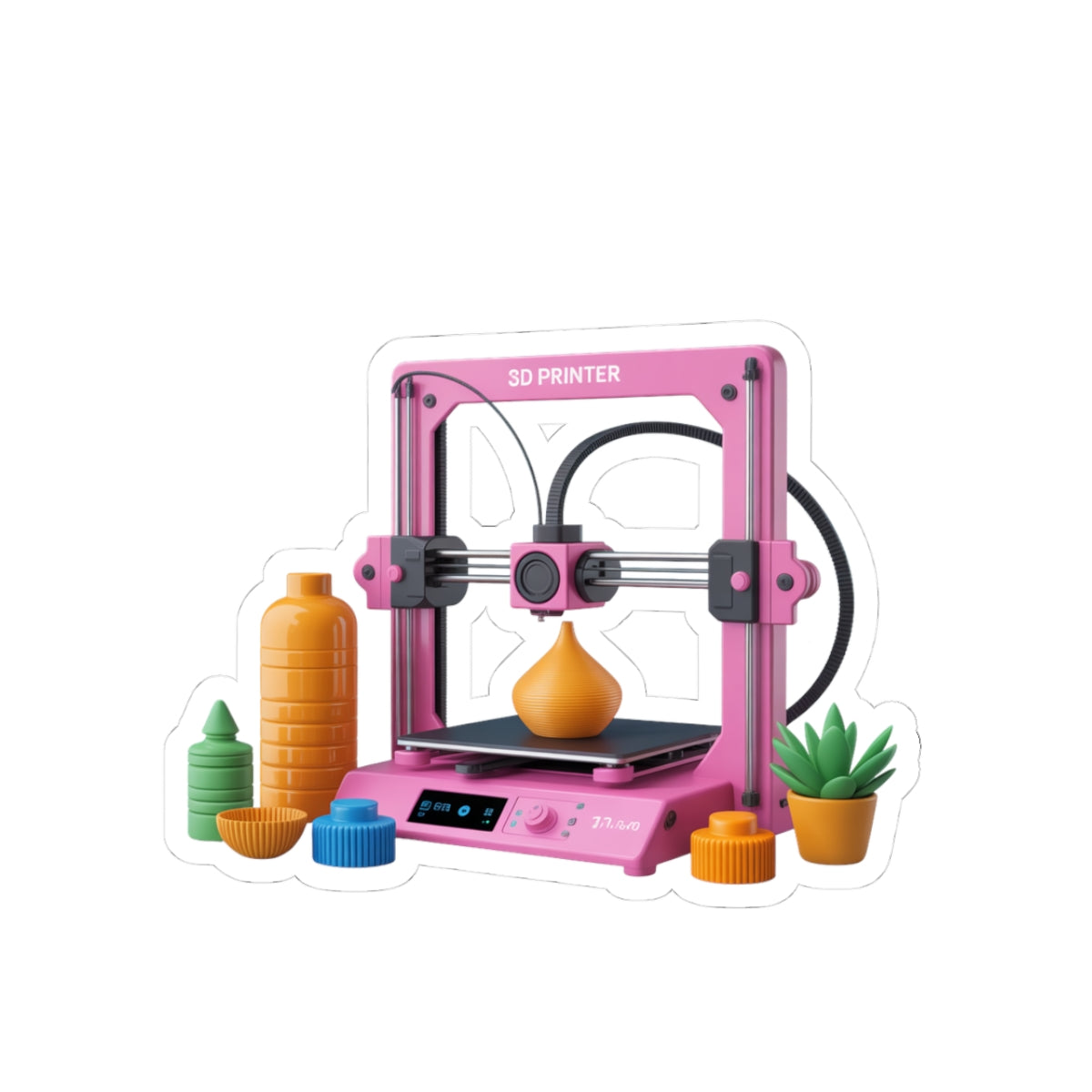 3D Printer Sticker | Pink 3D Printing Machine Kiss-Cut Vinyl