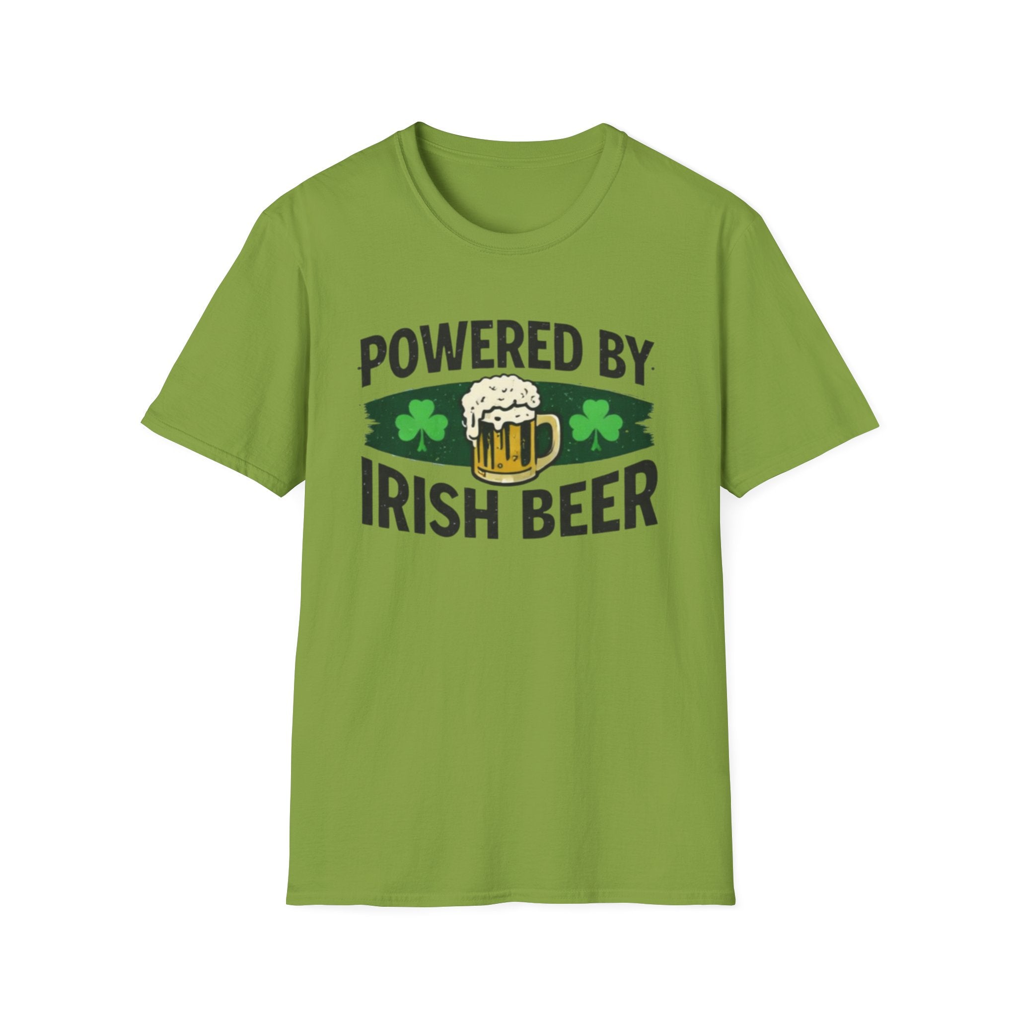 Powered By Irish Beer T-Shirt | Funny St. Patrick’s Day Beer Tee | Irish Pride Graphic Shirt