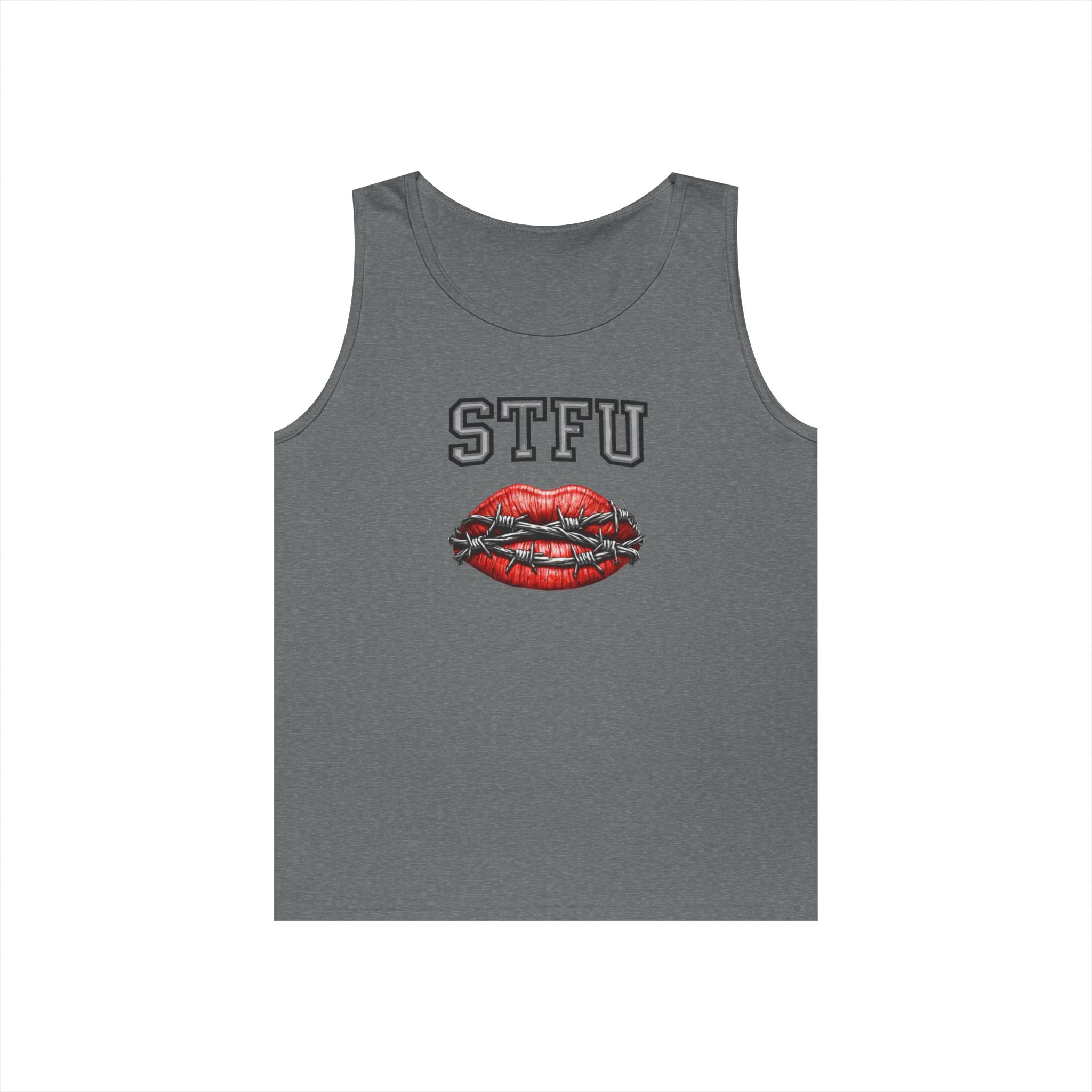 STFU Barbed Wire Lips Tank Top | Funny Censored Graphic